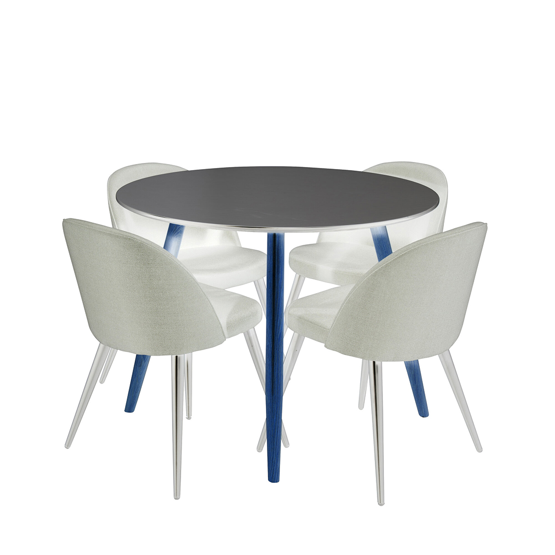 Spisegruppe Venture Home Plaza Ø100 cmmed 4st Velvet Spisestoler