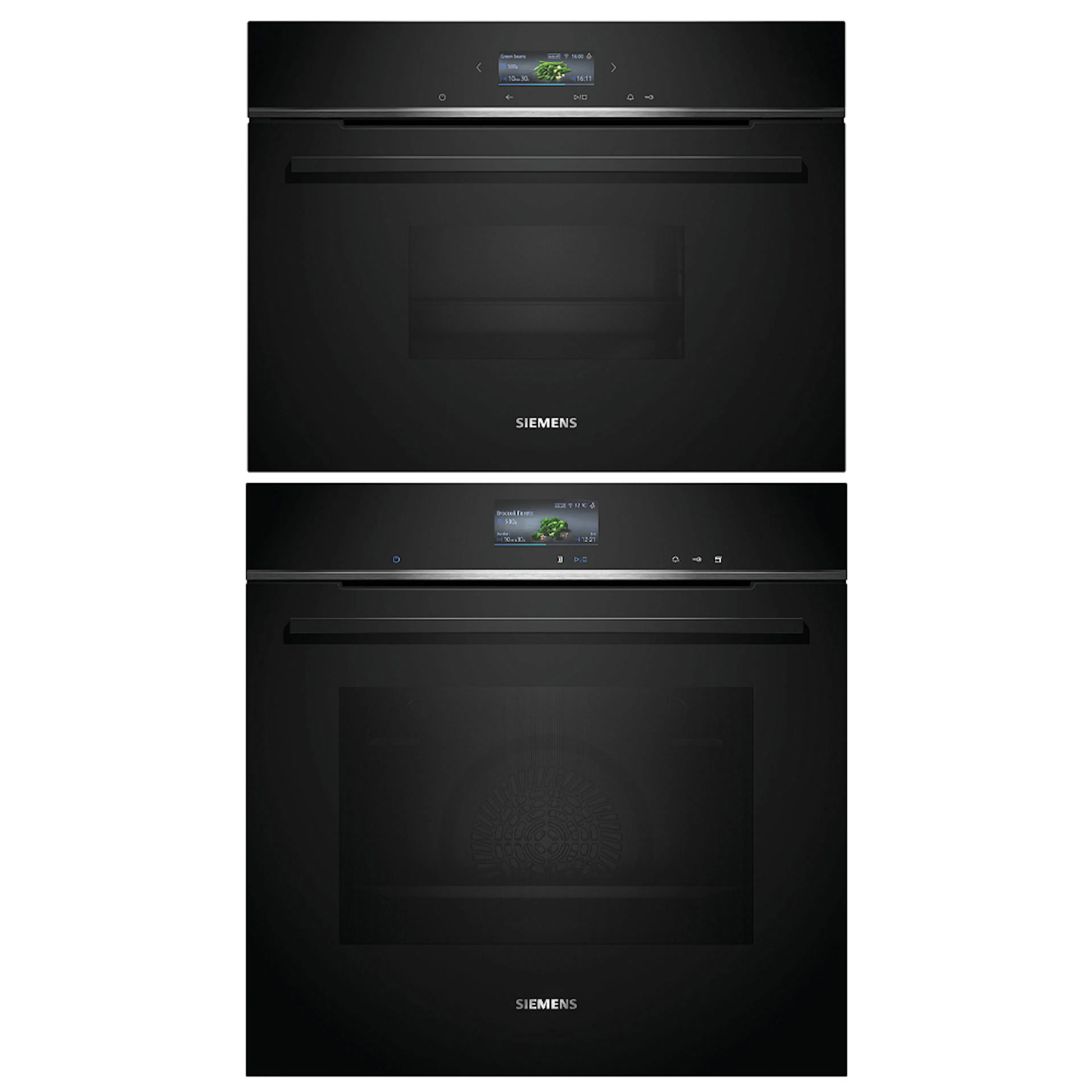 Ovn- og Mikrobølgepakke Siemens iQ700 HR736G1B1 + CD714GXB1 Damp- og Kompaktovn Sort