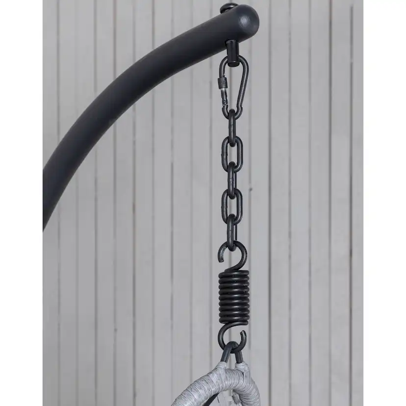 Edinburgh Hanging chair - Black frame/grey wicker/grey cushi Grå