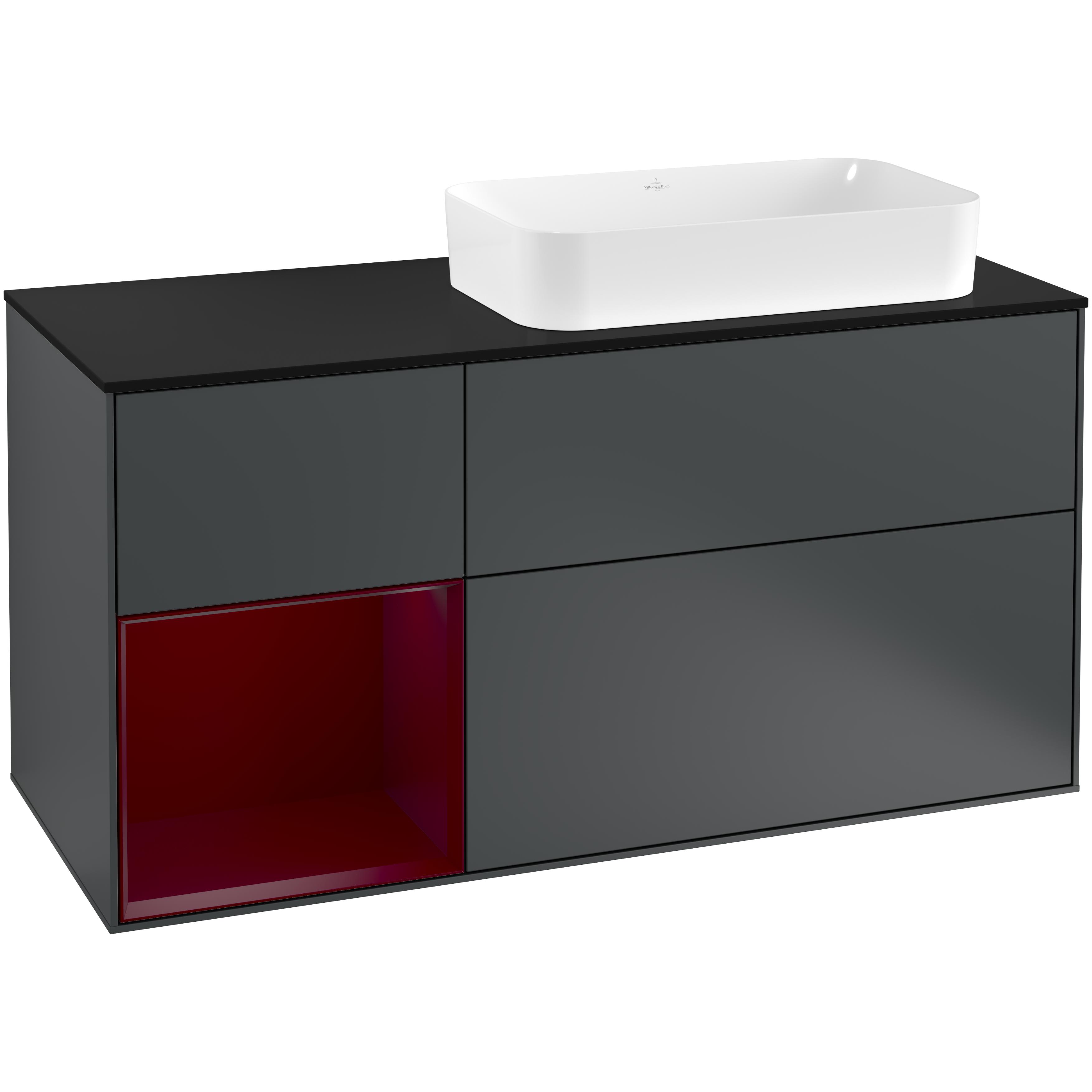 Tvättställsskåp Villeroy & Boch Finion med 3 Lådor Hylla och Bänkskiva för Ocentrerat Fristående Tvättställ