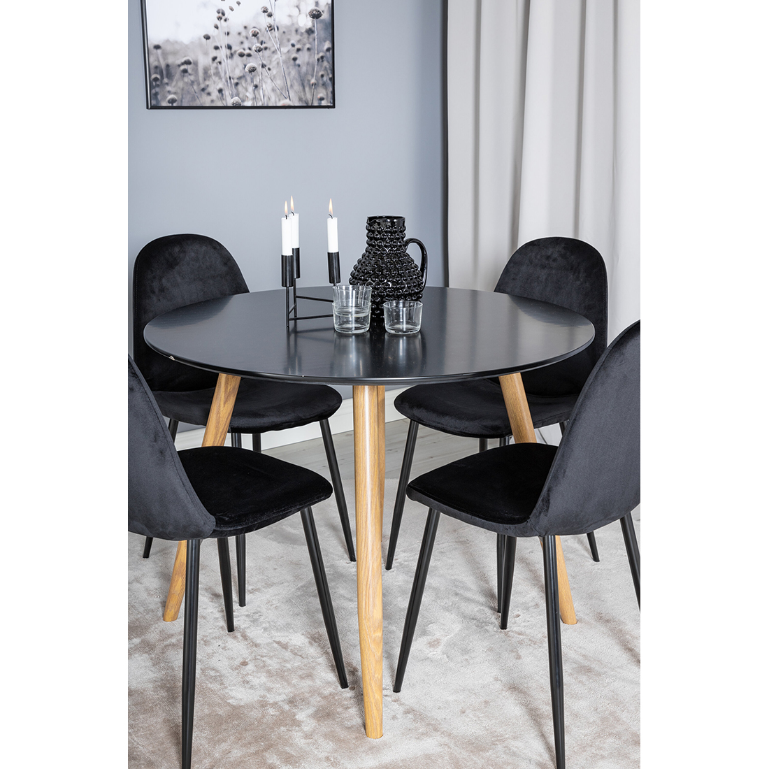 Spisegruppe Venture Home Polar Ø100 cm med 4st Plaza Spisestoler