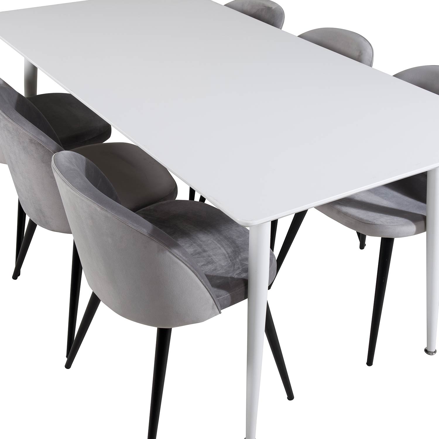 Spisegruppe Venture Home Pobbie med 6 Valentina Stoler Fløyel