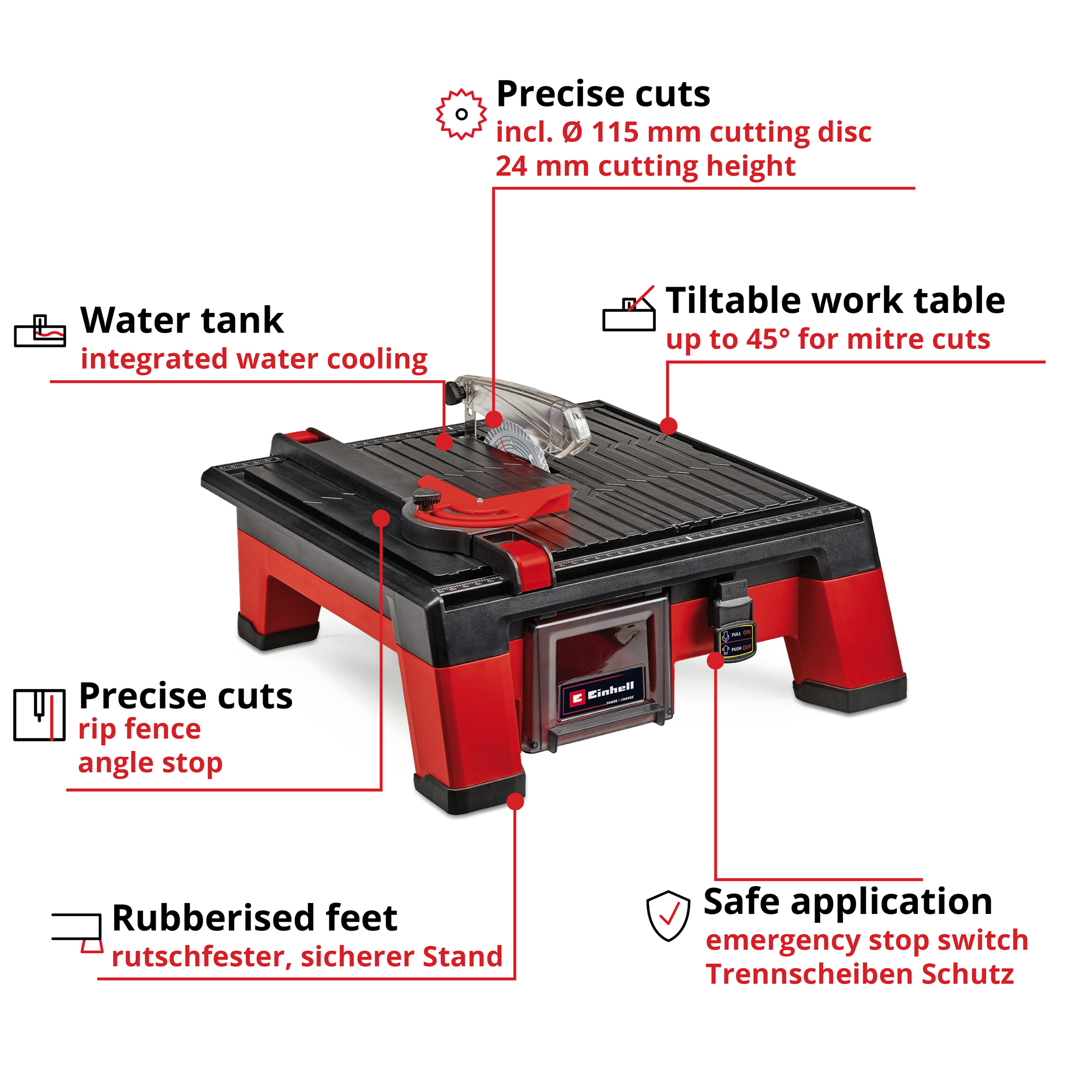 Flisekutter Einhell TE-TC 18/115 Li-Solo Trådløs uten Batteri