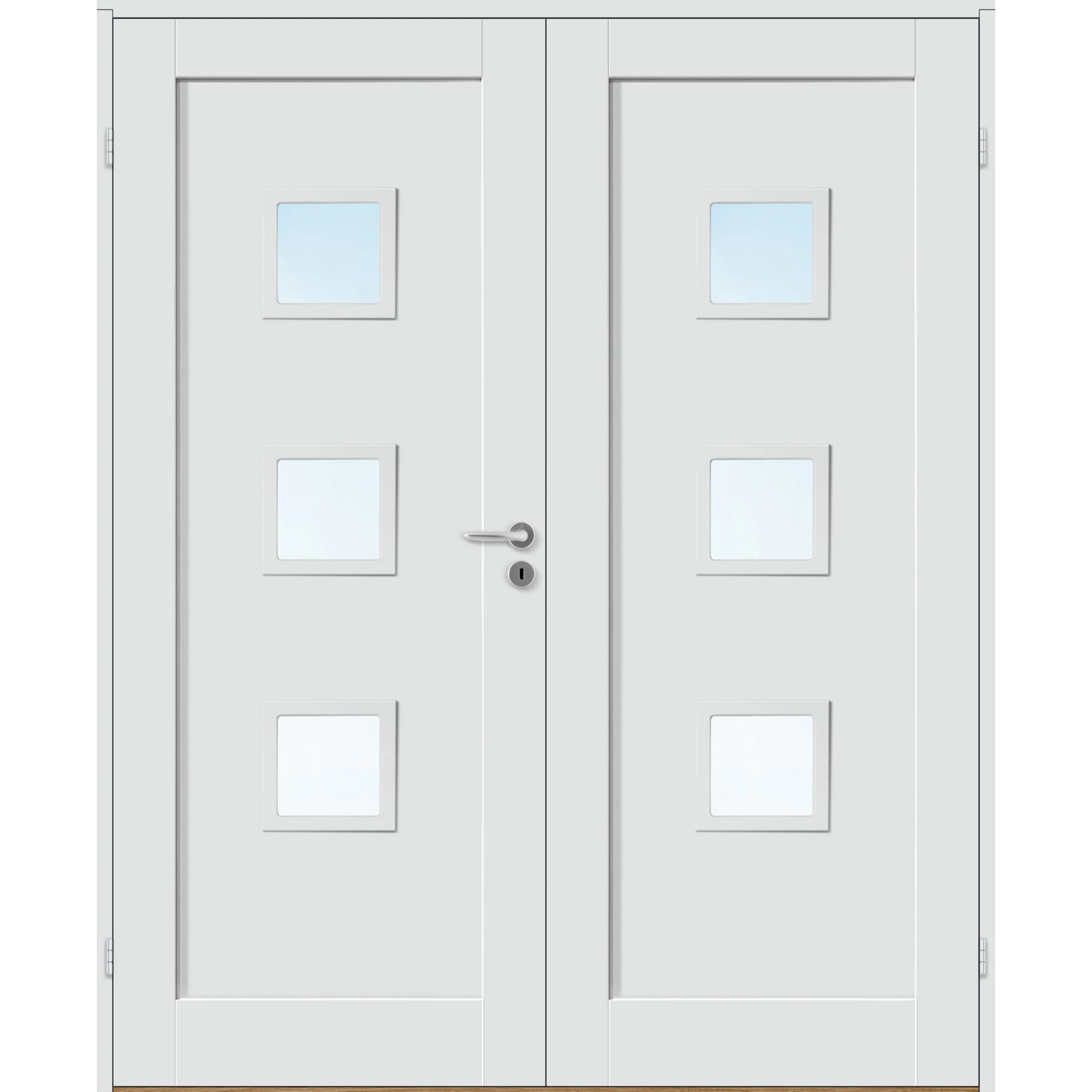 DØRBL TF STIL1 F3 15X21 HV KL GL BxH: 153x210 (dørbladmål: 72,5+72,5x204), Klart Glass, NCS S-0502-Y, Hvit