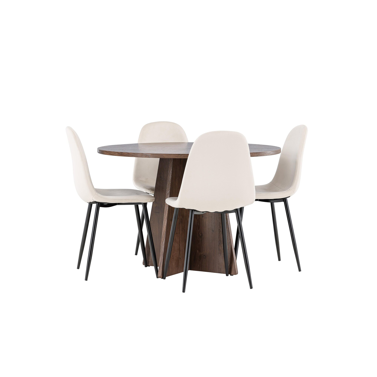Spisegruppe Venture Home Bootcut Ø110 med 4 stk Polar Stoler Fløyel