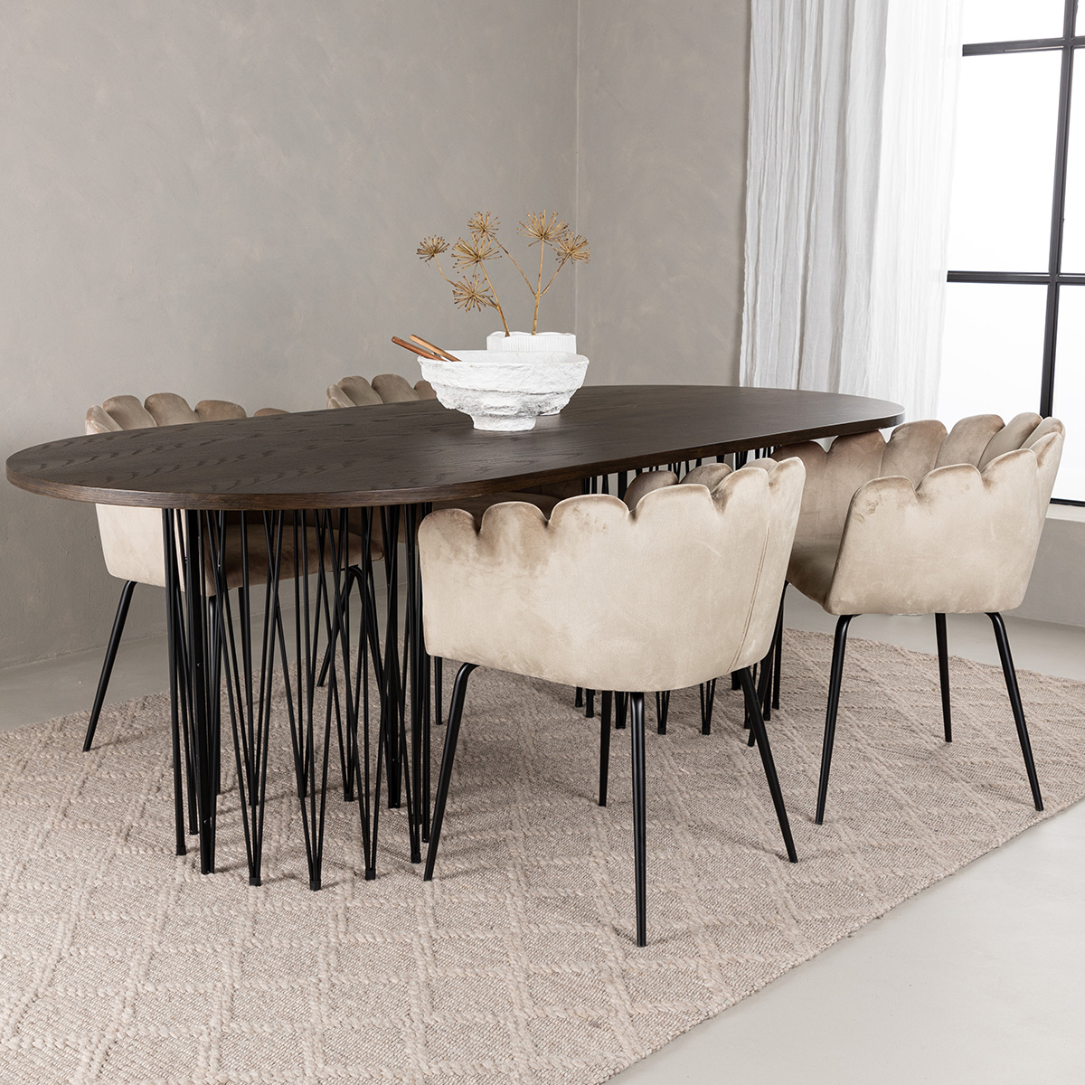 Spisegruppe furniture/fashion Stone med 4 Limhamn Stoler