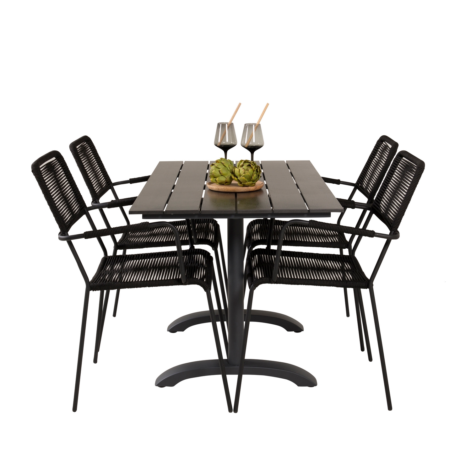 Cafégruppe Venture Home Denzel med 4 Leon Lenestoler