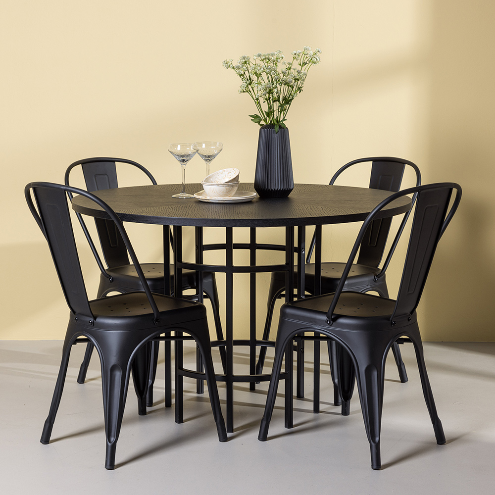 Spisegruppe Venture Home Copenhagen Ø 115 cm med 4 Tempe Stoler