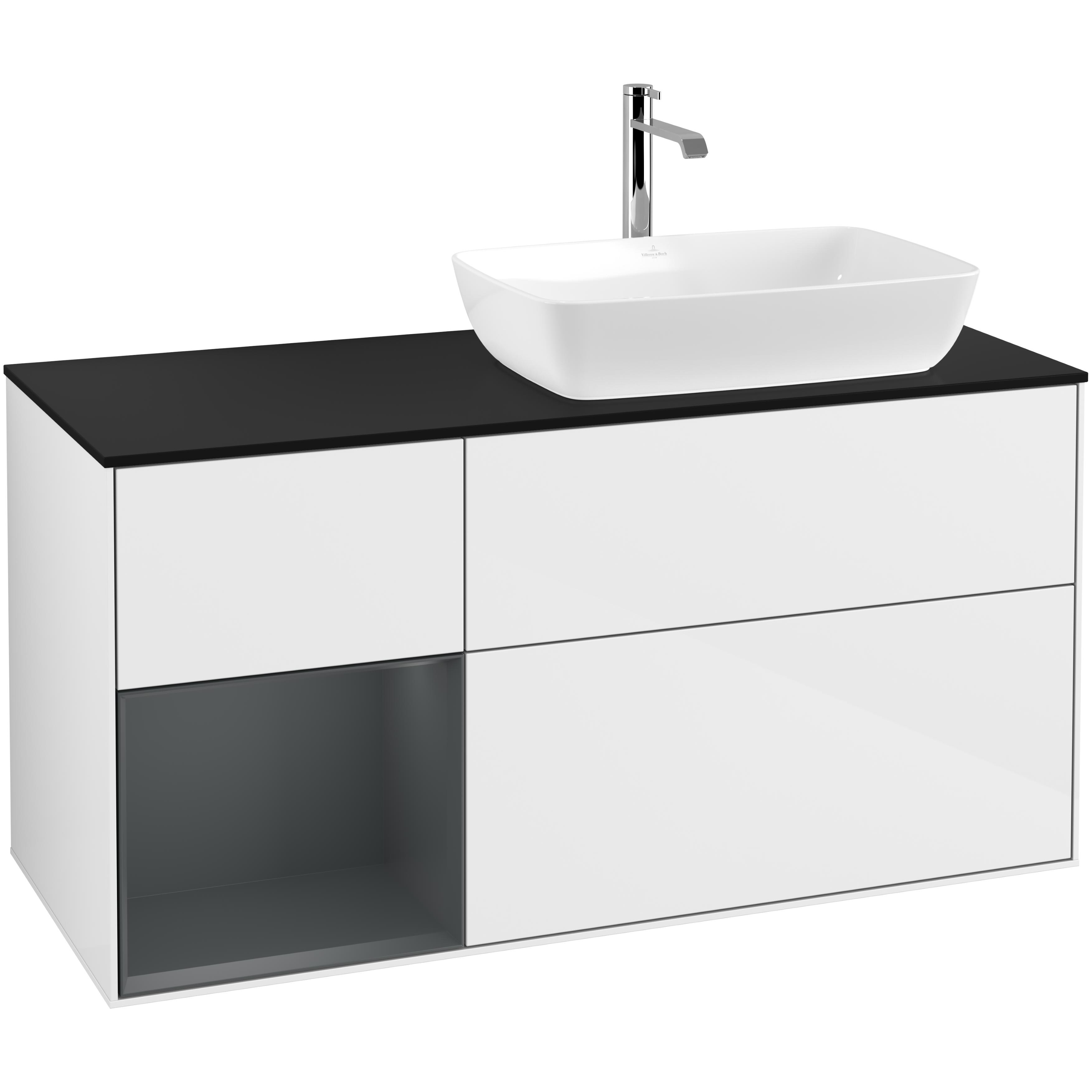 Tvättställsskåp Villeroy & Boch Finion med 3 Lådor Hylla och Bänkskiva för Ocentrerat Tvättställ från Artis & Collaro