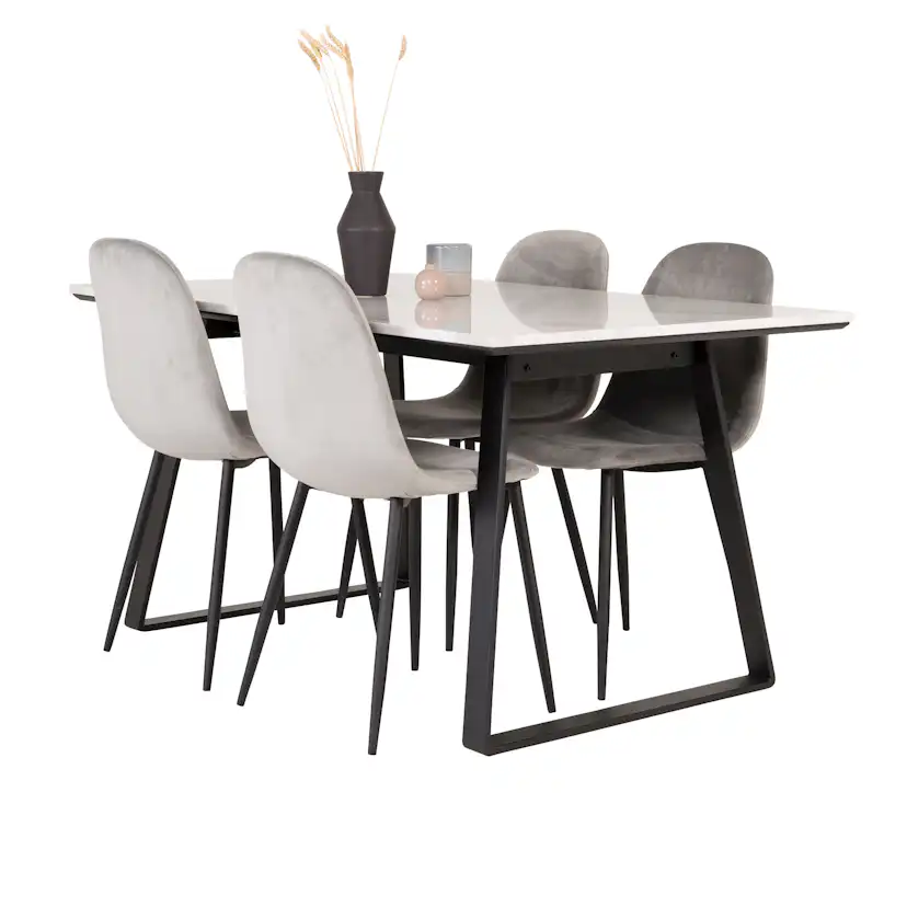 Spisegruppe Venture Home Estelle 140 med 4 Pobbie Stoler Fløyel