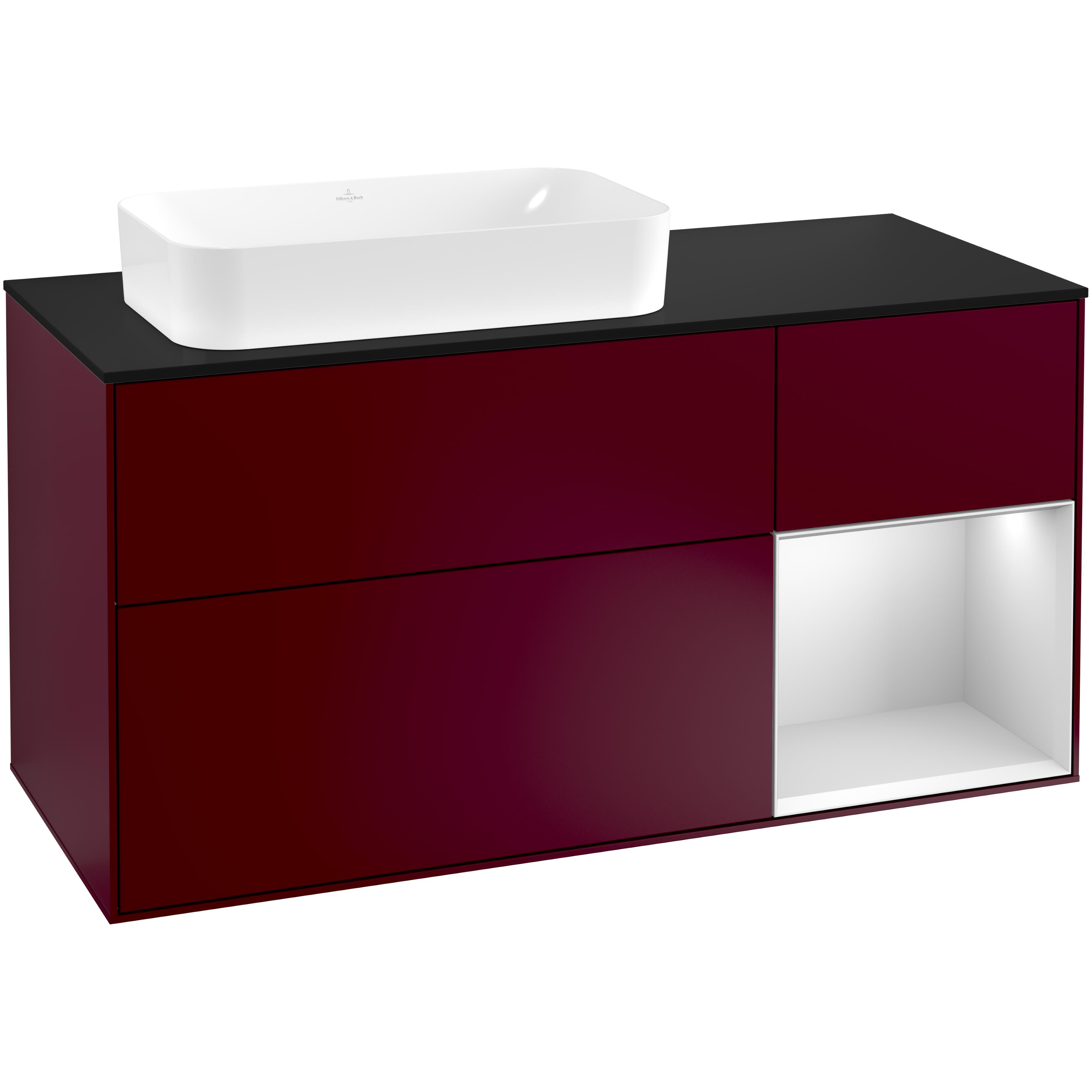 Tvättställsskåp Villeroy & Boch Finion med 3 Lådor Hylla och Bänkskiva för Ocentrerat Fristående Tvättställ