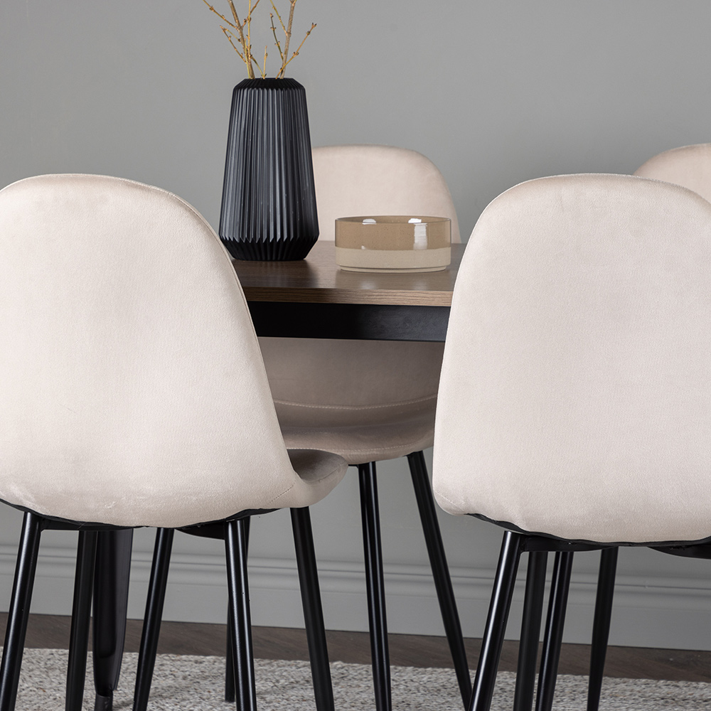 Spisegruppe Venture Home Tempe 140 cm med 4 Polar Stoler Fløyel