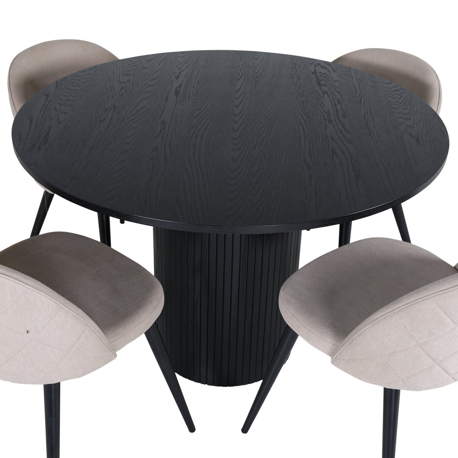 Spisegruppe Venture Home med Rundt Bianca Spisebord og 4 Valentina Stitcthes Spisestoler