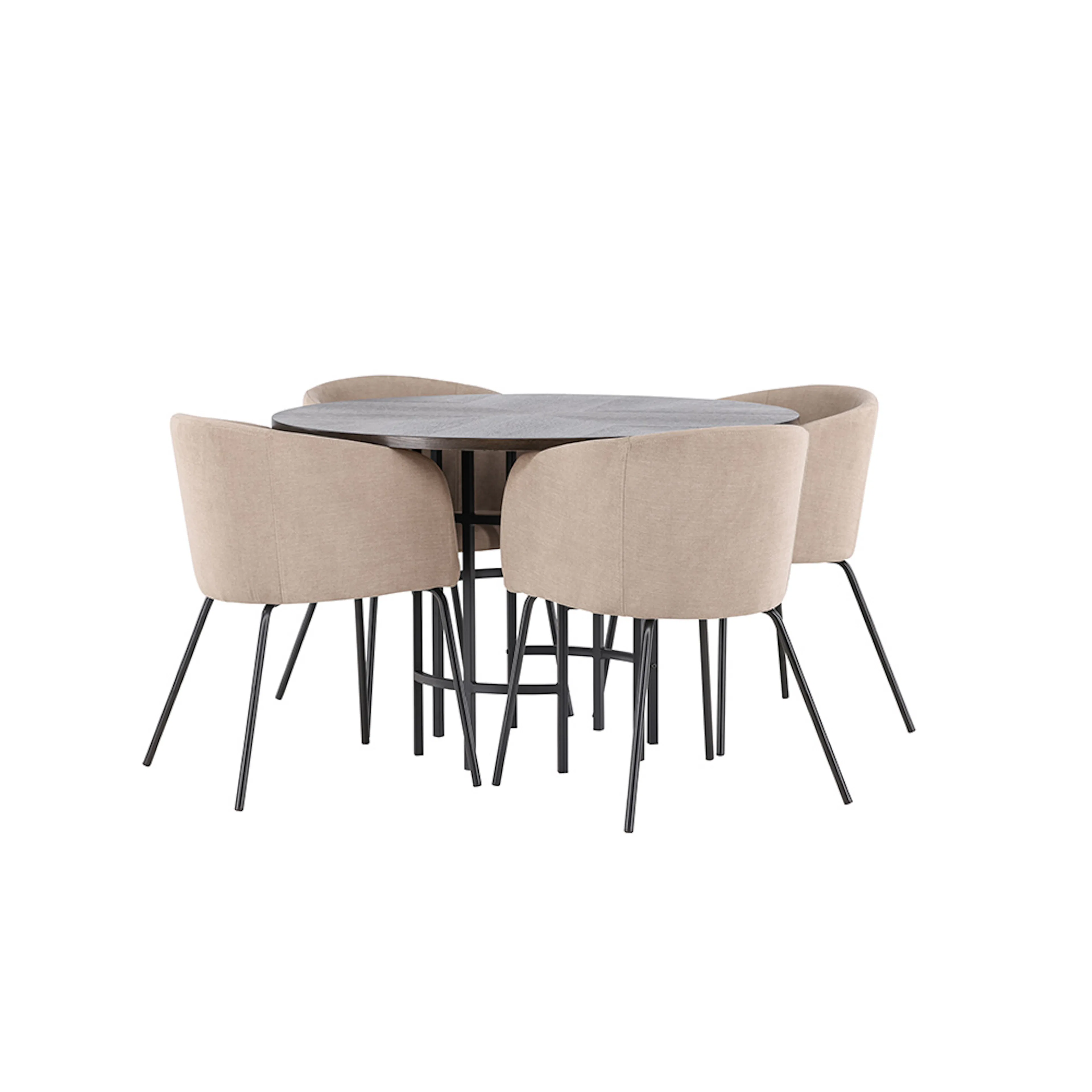 Copenhagen Dining Table - Black / Mocca Veneer +Berit Chair Mocka/Beige