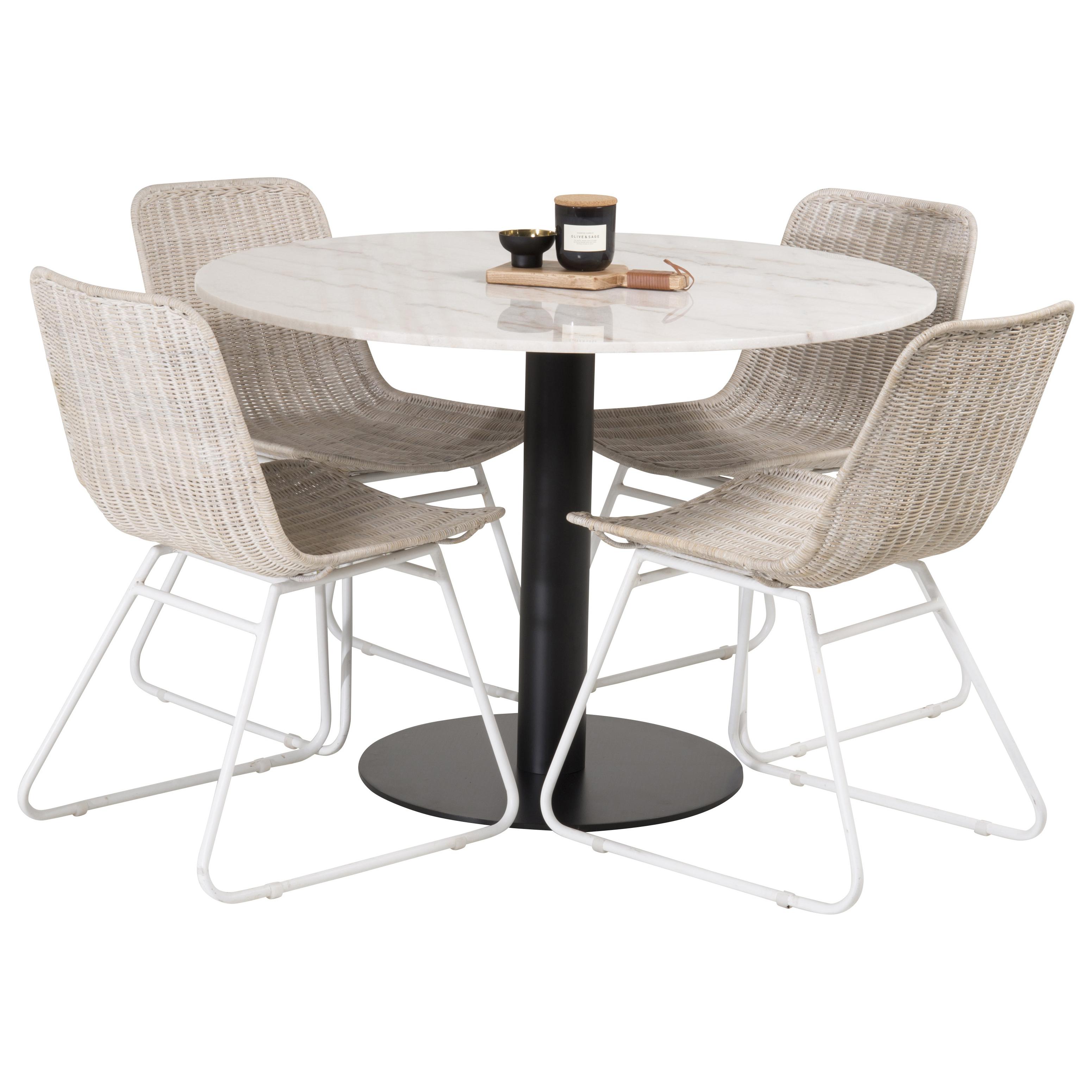 Spisegruppe Venture Home Estelle Rund med 4 Cornelia Stoler