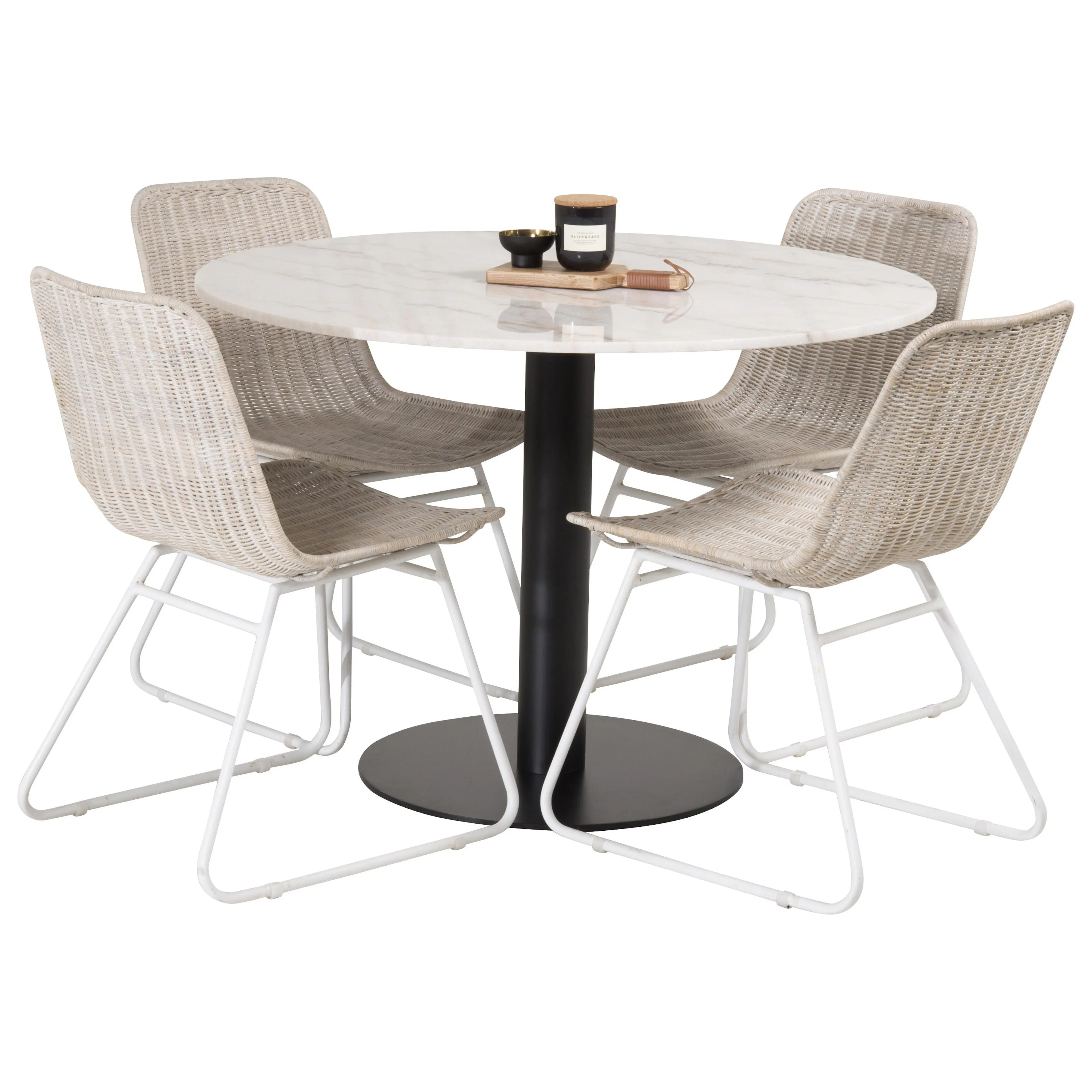 Spisegruppe Venture Home Estelle Rund med 4 Cornelia Stoler