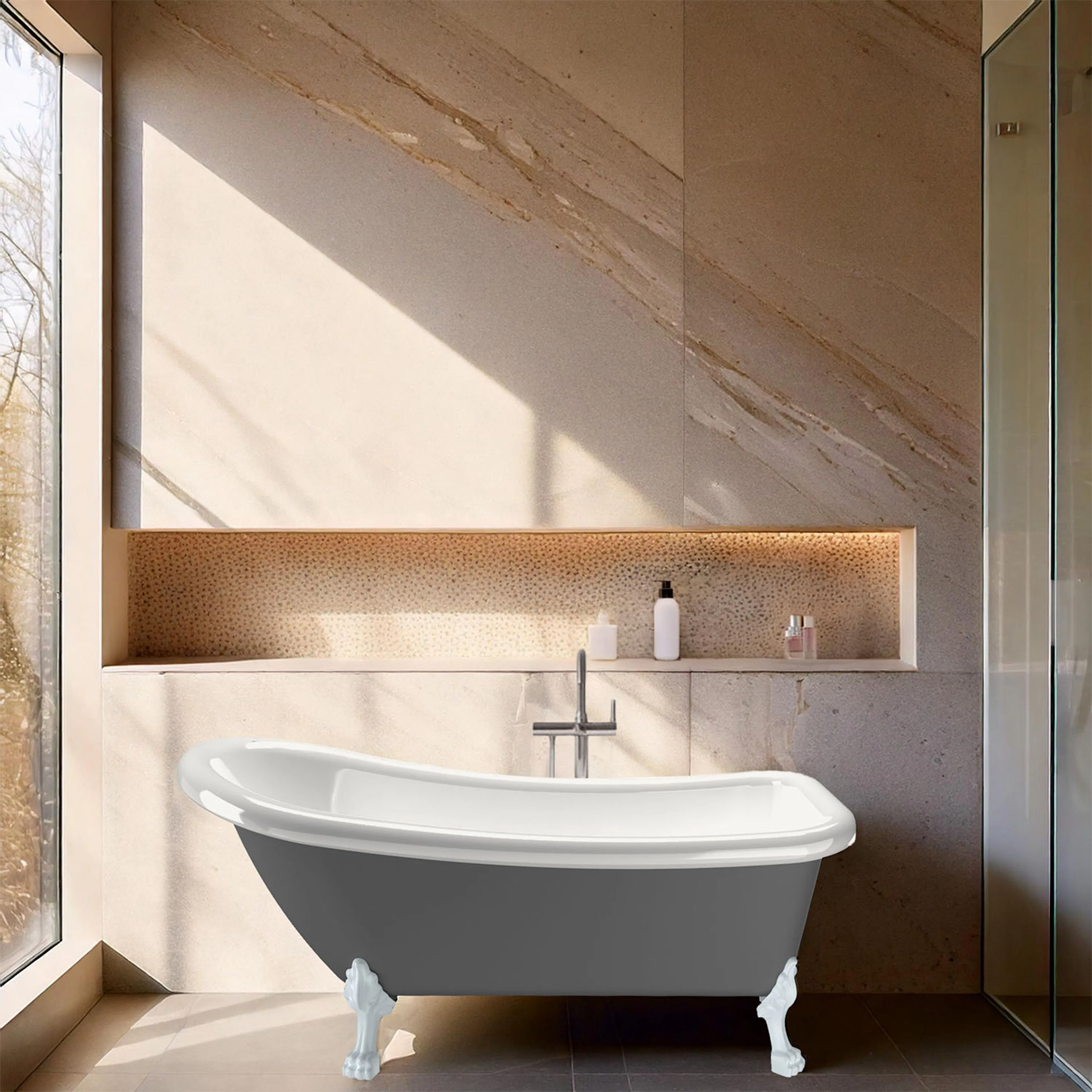 Badekar Bathlife Ideal Grå med Føtter