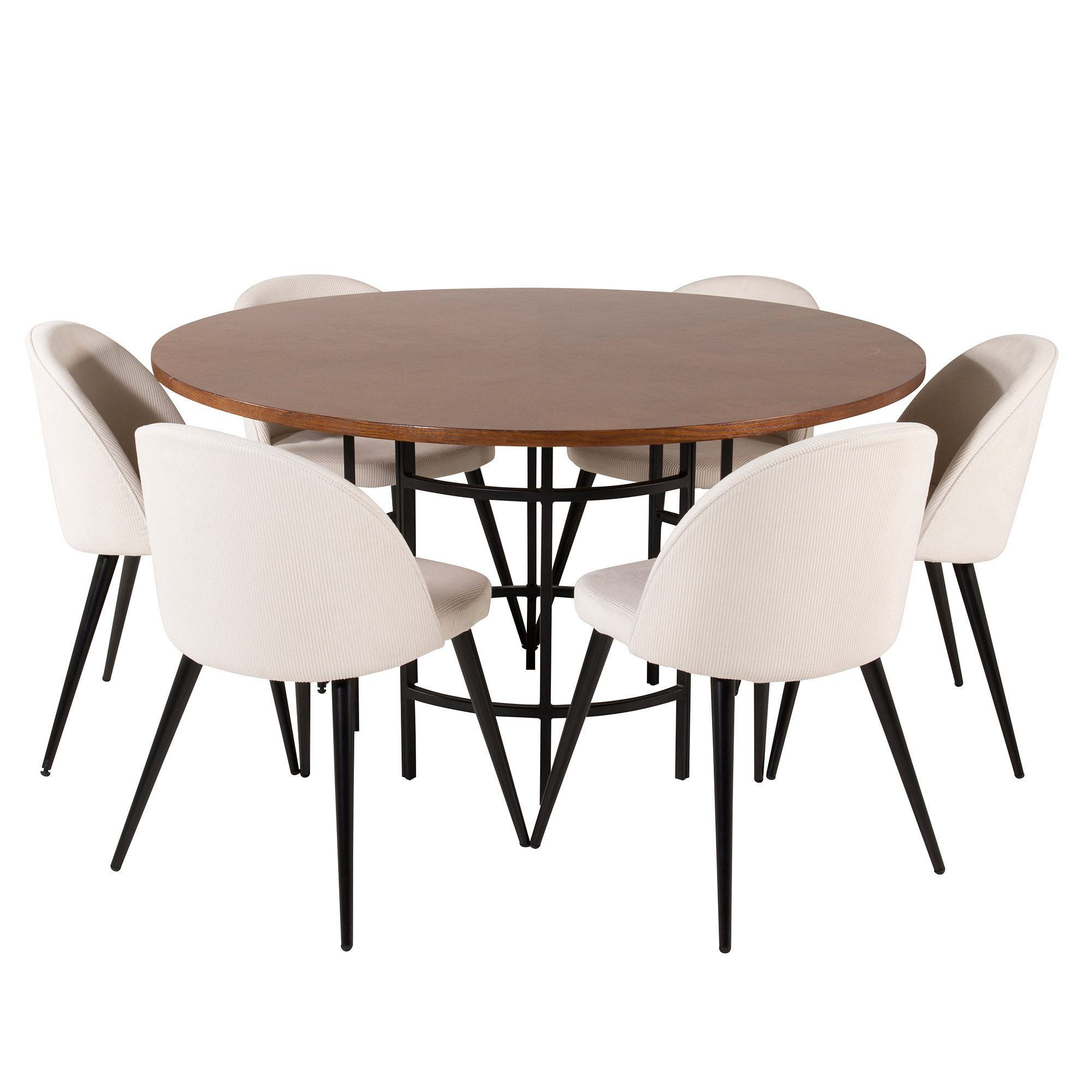 Spisegruppe furniture/fashion Copenhagen med 6 Valentina Fløyel Stoler