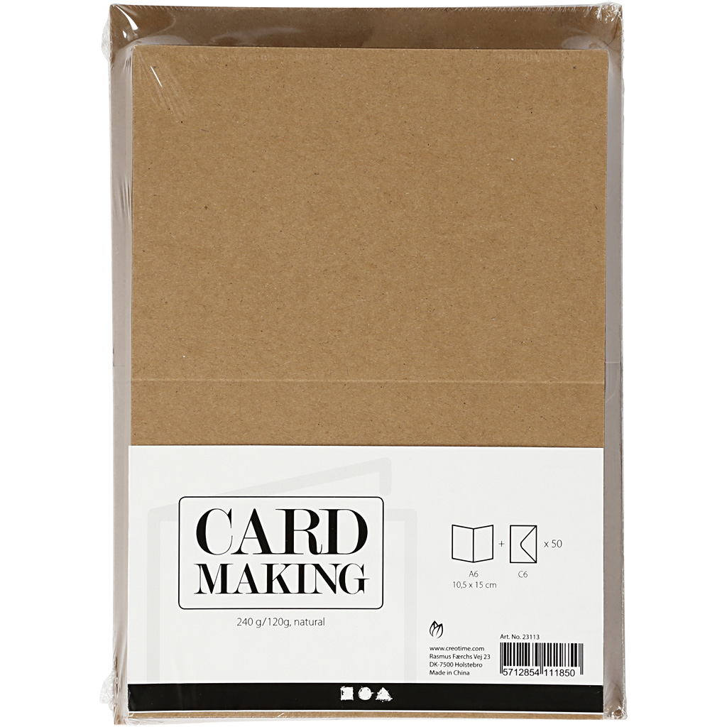Kort Creativ Company og Konvolutt Kortstr 10,5x15 cm Konvstr 11,5x16,5 cm 50 stk 1 Pk