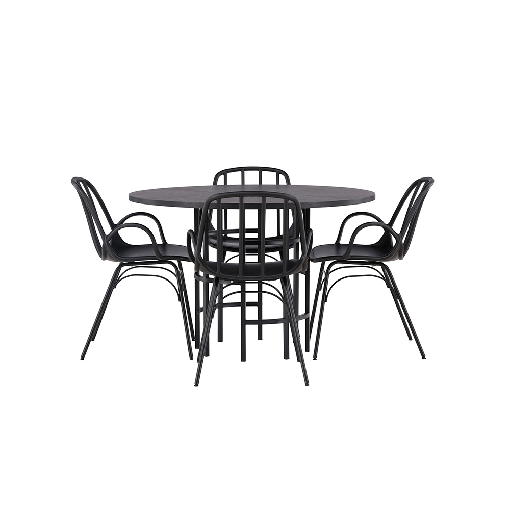 Spisegruppe Venture Home Copenhagen Ø 115 cm med 4 Dyrön Stoler