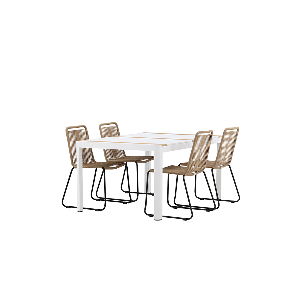 Spisegruppe Venture Home Togo 150x100 cm med 4 Lindos Stoler