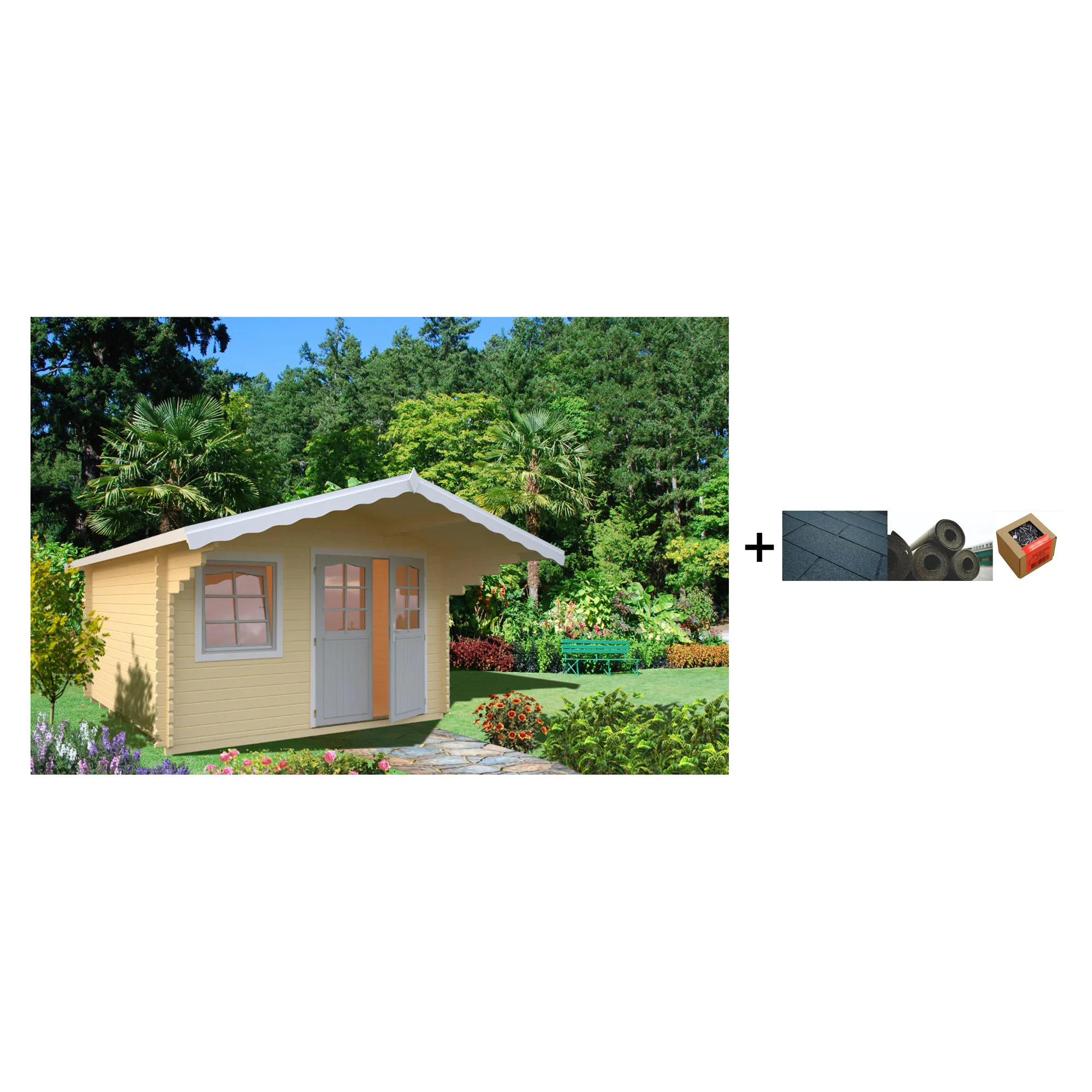 Anneks Palmako Sally 12,3 m2 med Shingel, Papp og Spiker