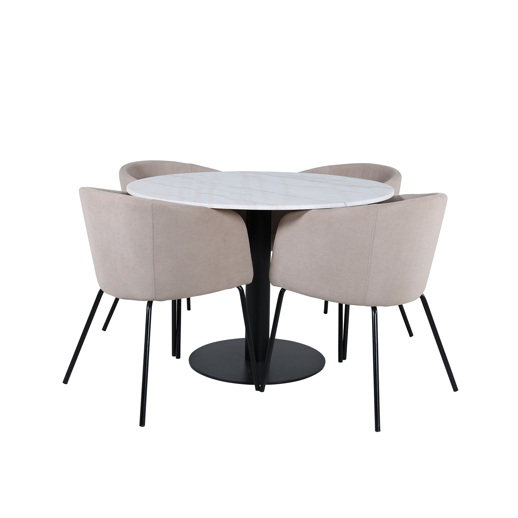 Spisegruppe Venture Home Estelle Ø106 cm med 4 Berit Stoler