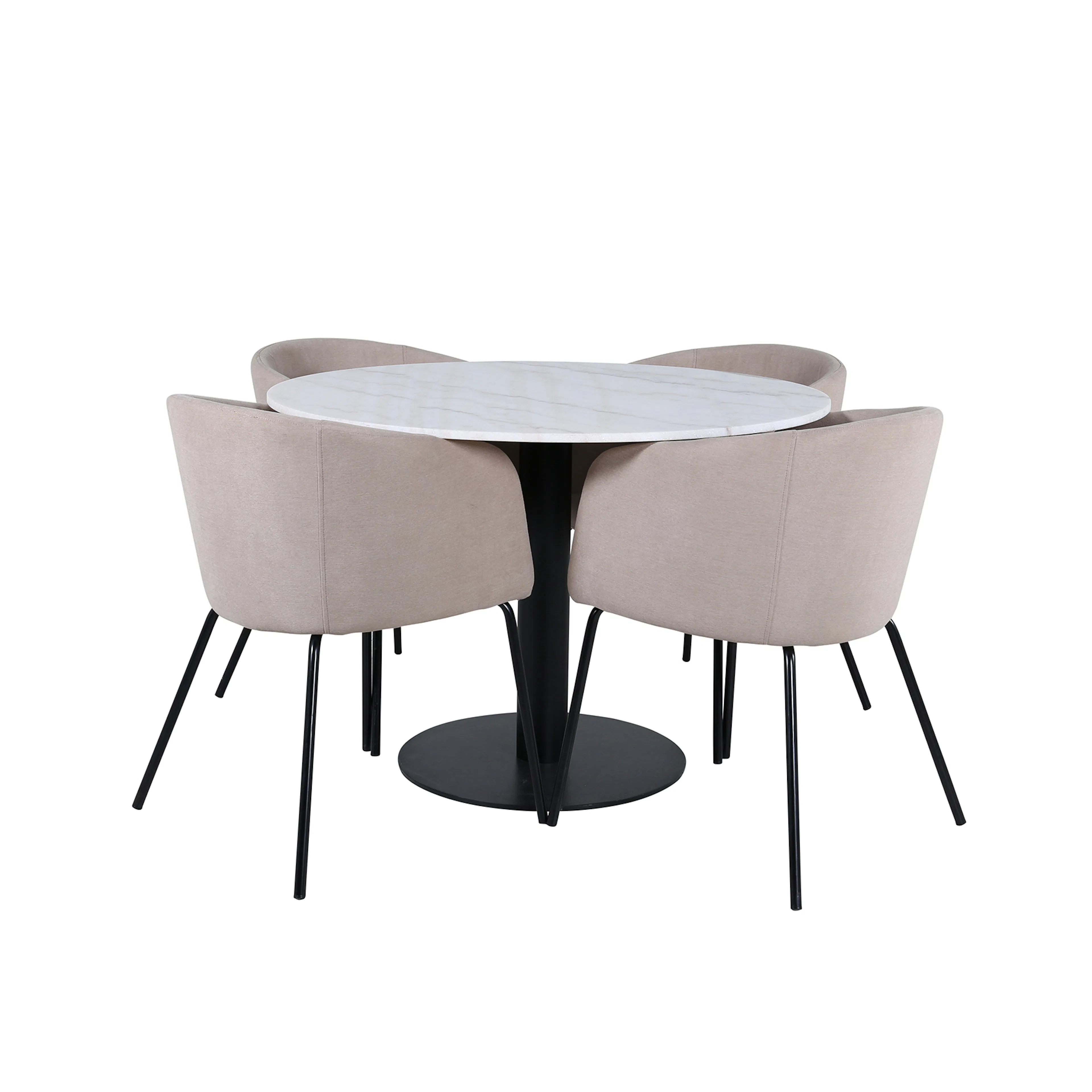 Spisegruppe Venture Home Estelle Ø106 cm med 4 Berit Stoler