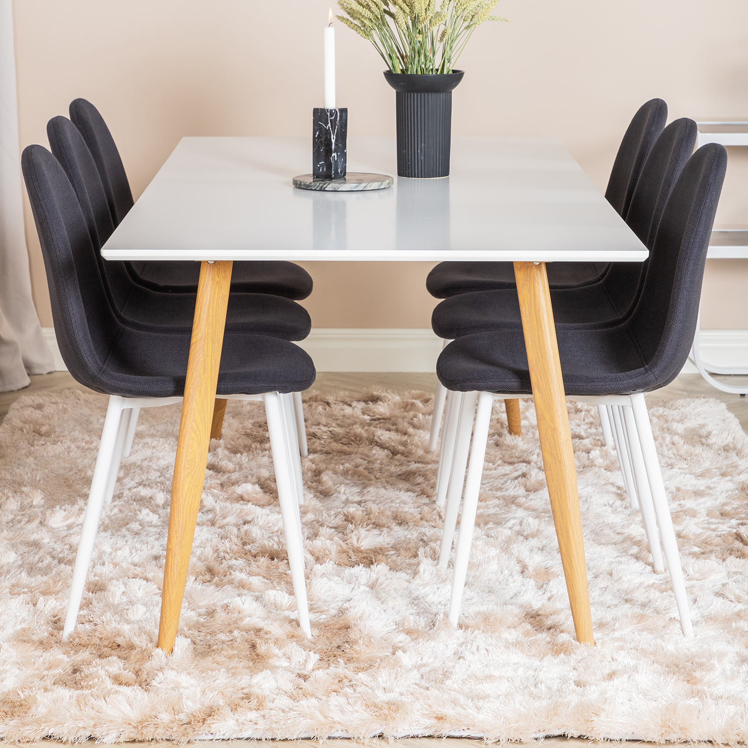 Spisegruppe Venture Home Pobbie 180 med 6 Stoler Polyester