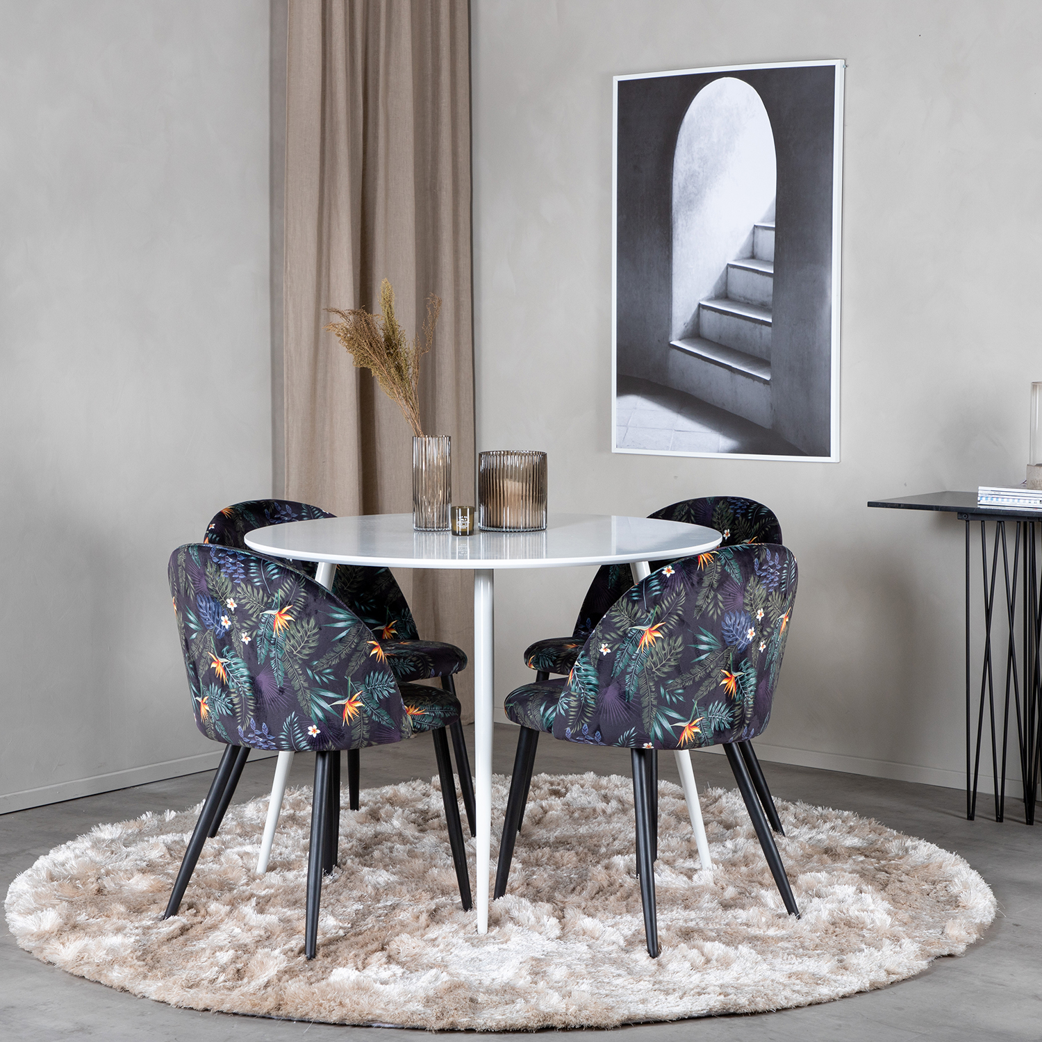 Spisegruppe Venture Home Plake med 4 Valentina Stoler Polyester Rundt