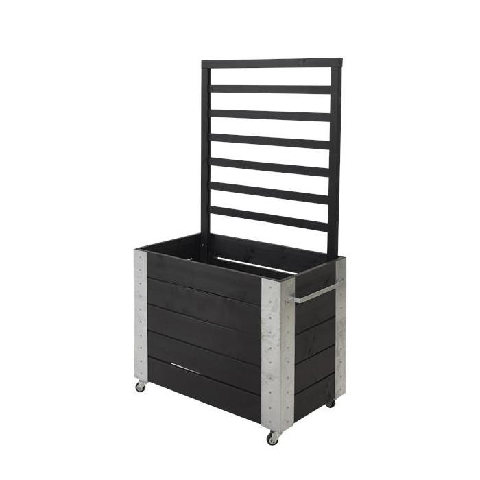 Blomsterkasse PLUS Cubic med espalier Svart 87x50x155 cm