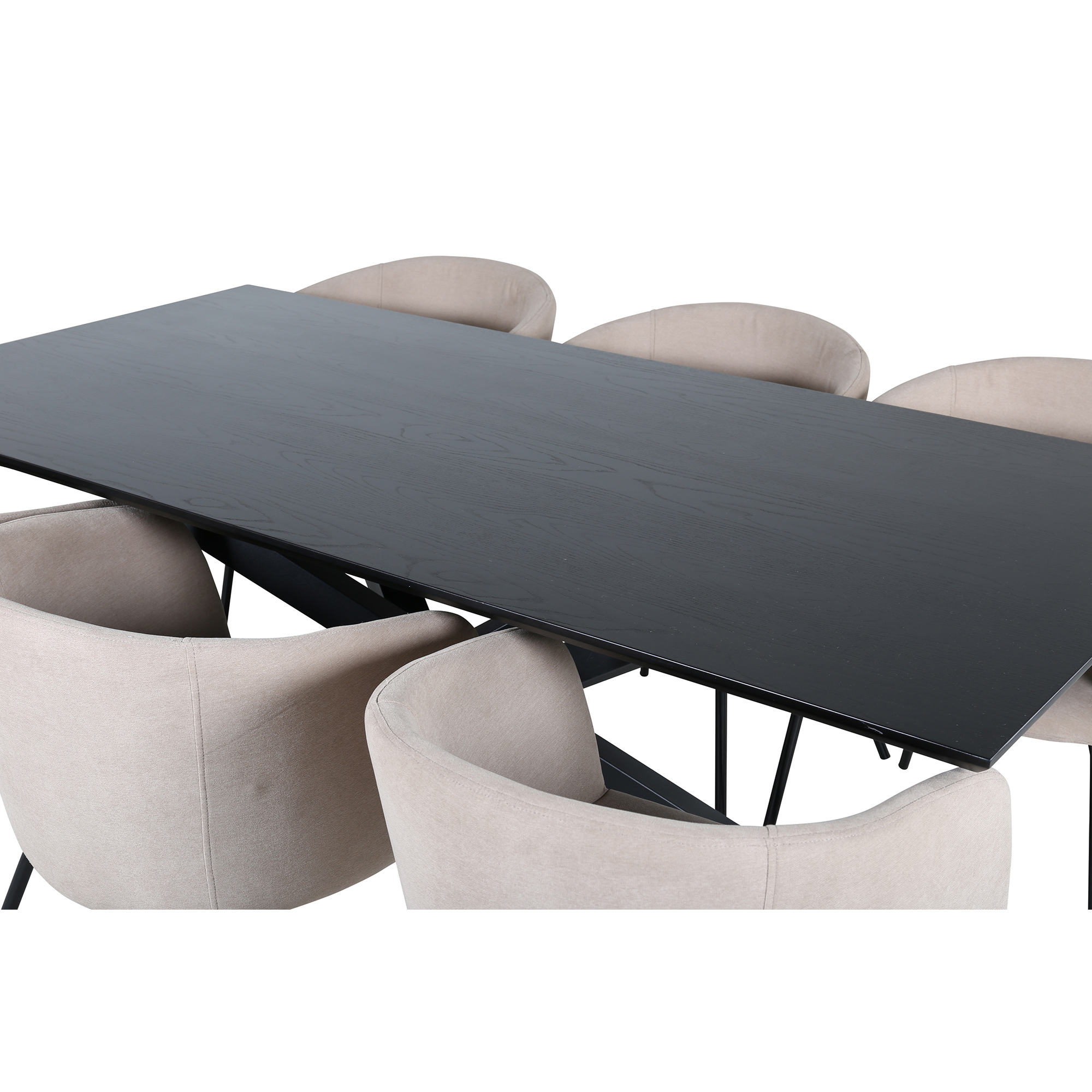 Piazza Dining Table  - Black / Black Veneer+Berit Chair - Bl Sort/Beige/Sort