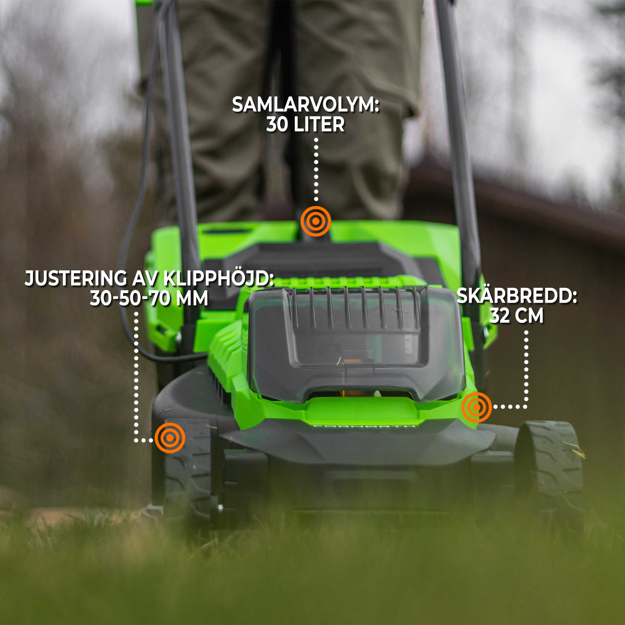 Gressklipper Fornorth GH1000E 20 V med Batteri og Lader