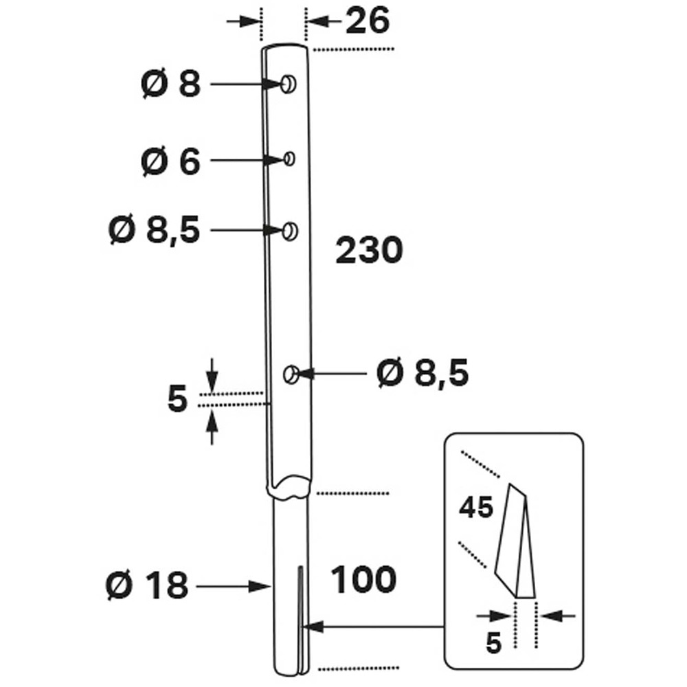 Stolpestøtte FAST CSPW 26x5x330 mm