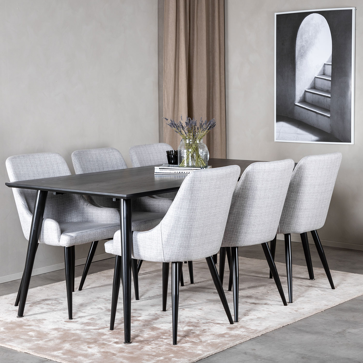 Spisegruppe Venture Home Dipp med 6 Plaza Stoler