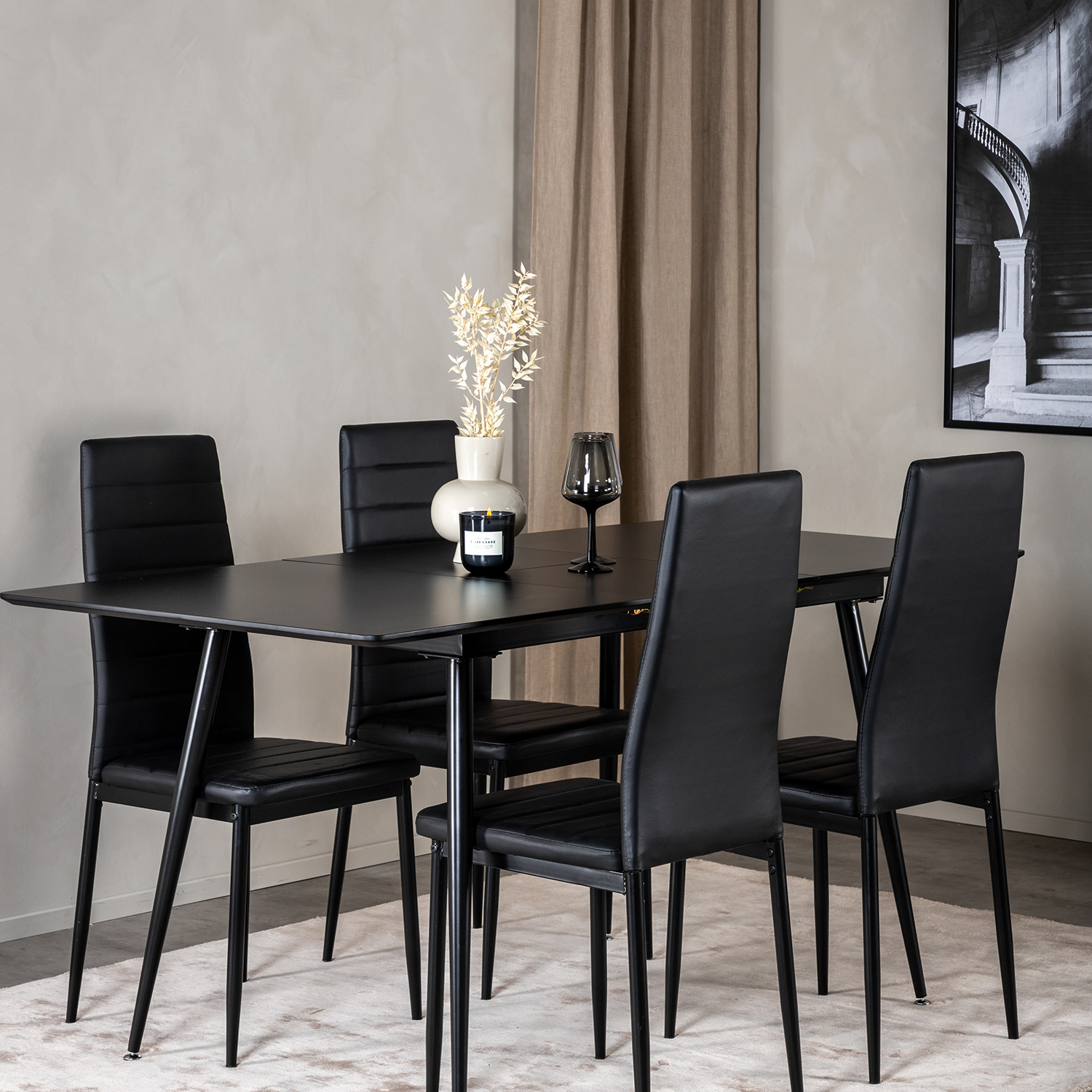 Spisegruppe Venture Home Silvia med Innleggsplate og 4 Sly Stoler