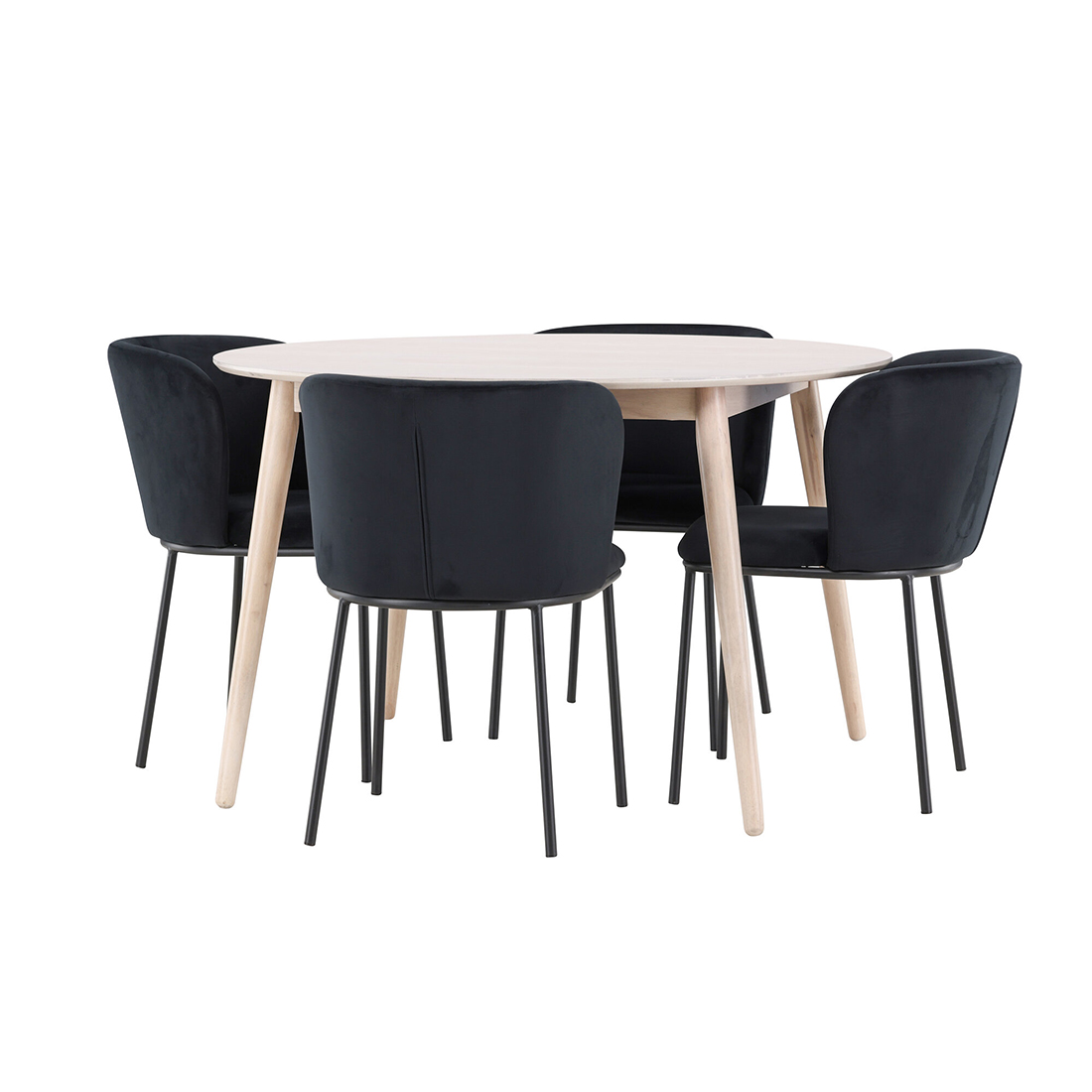 Spisegruppe Venture Home Flora Ø120 cm med 4st Edina Spisestoler
