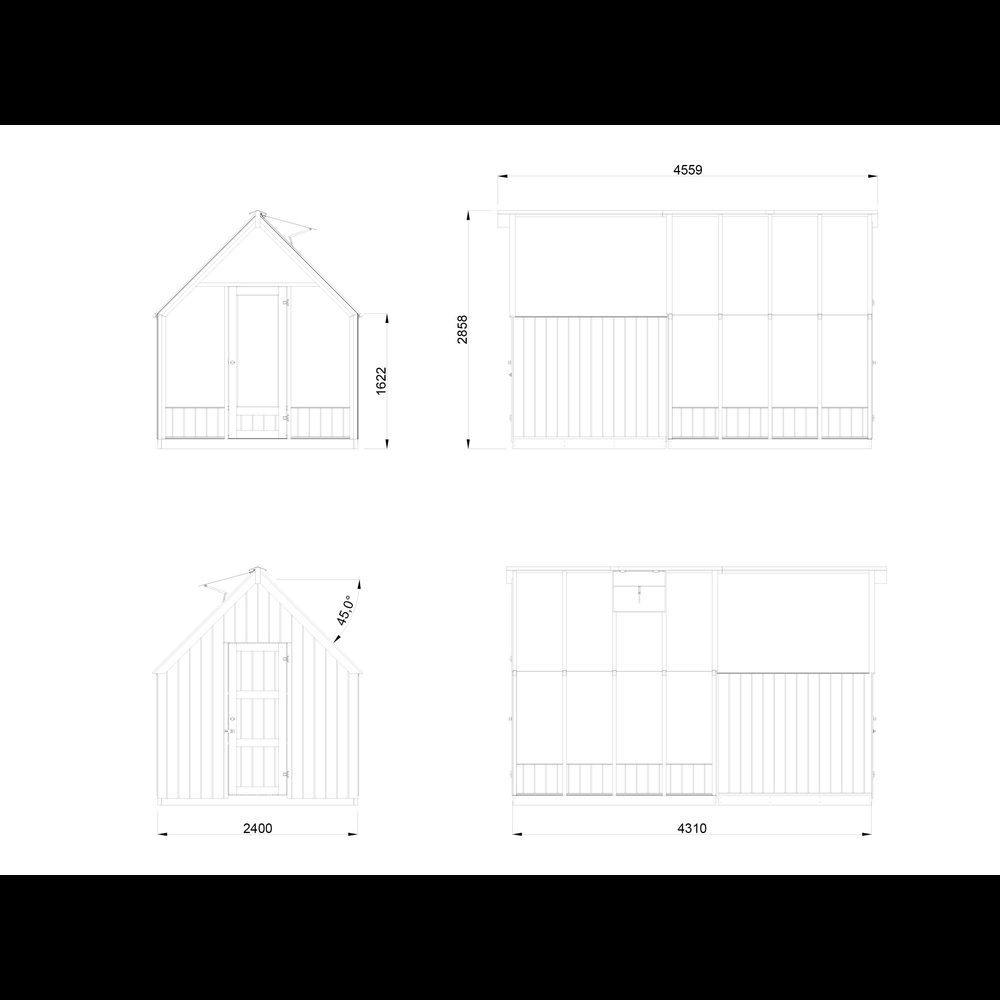 Drivhus Palmako Emilia 10,2 m² (inv. 5,4+4,0 m²)