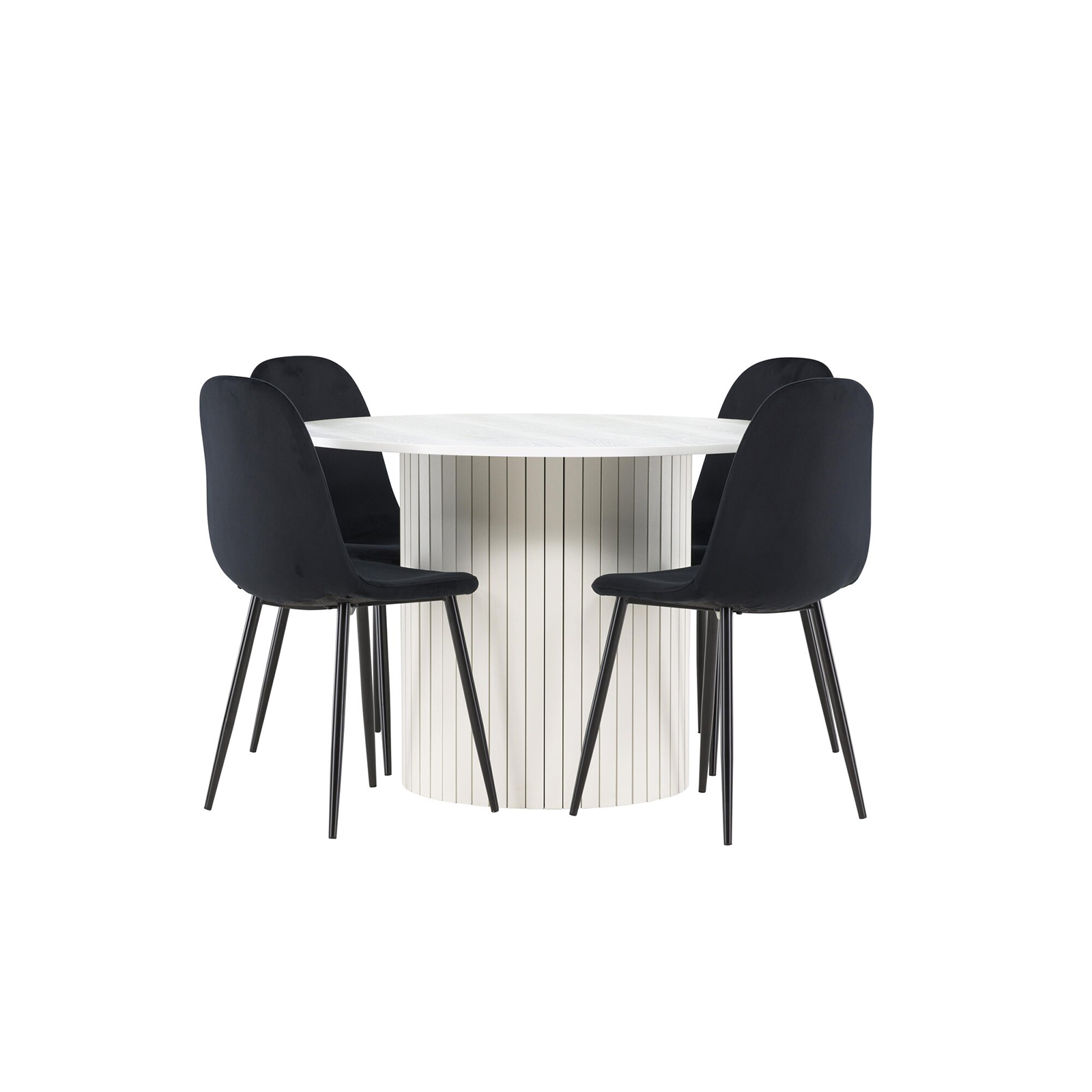 Spisegruppe Venture Home Härön Ø110 med 4 stk Polar Stoler Fløyel