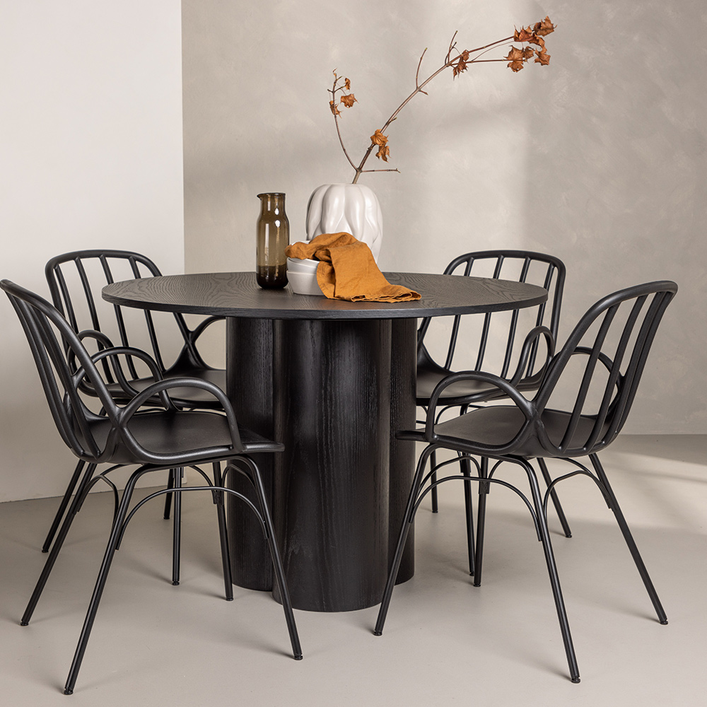 Spisegruppe Venture Home Olivia Ø 110 cm med 4 Dyrön Stoler