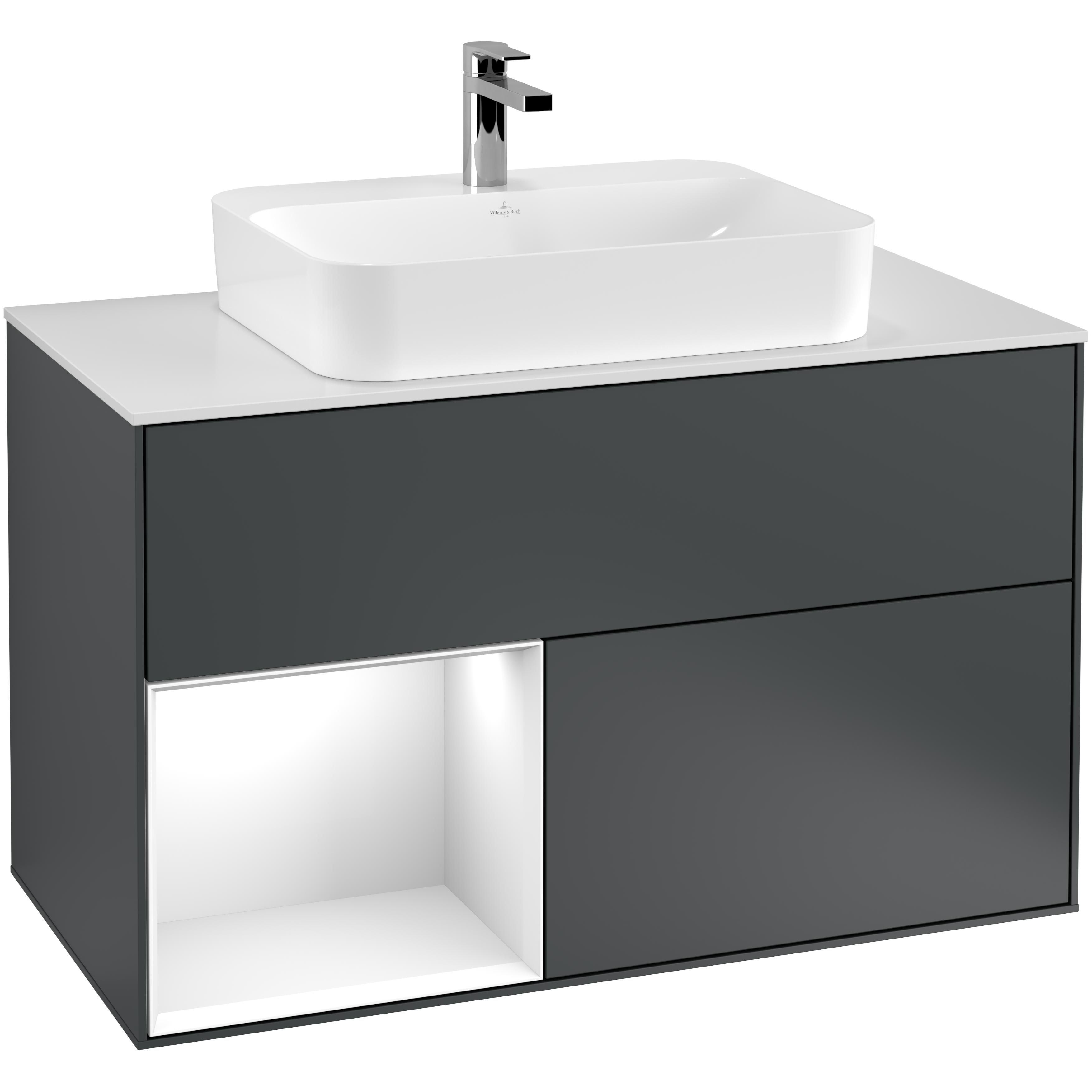 Tvättställsskåp Villeroy & Boch Finion med 2 Lådor Hylla och Bänkskiva för Ytmonterat Tvättställ | badrum - badrumsmobler - tvattstallsskap-och-kommod | KakelKungen