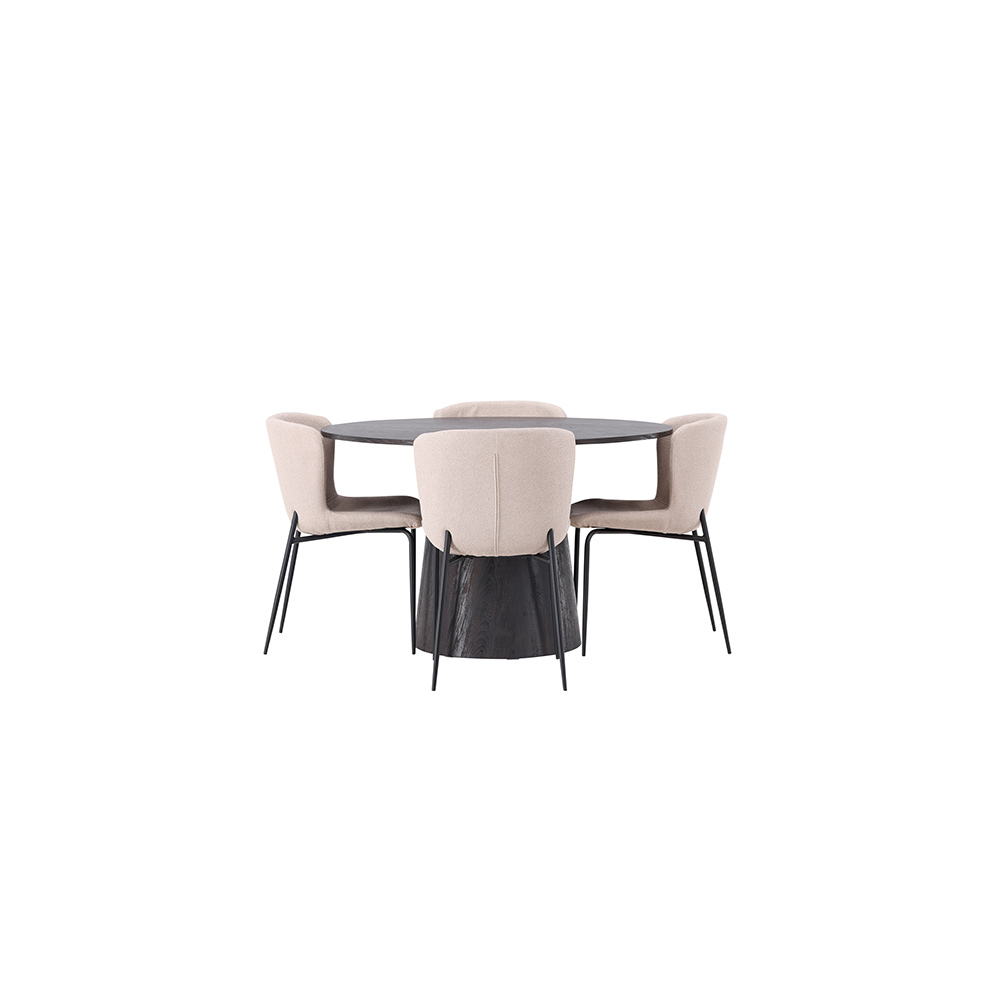 Spisegruppe Venture Home Lanzo Ø120 cm med 4 stk Modesto Stoler