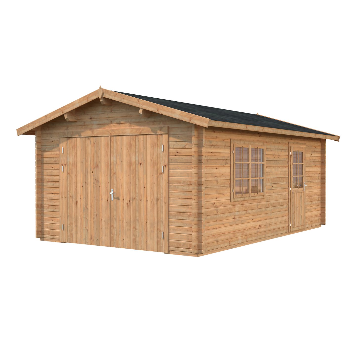 Garage Roger 19,0 m2 med dörr Ubehandlet tre