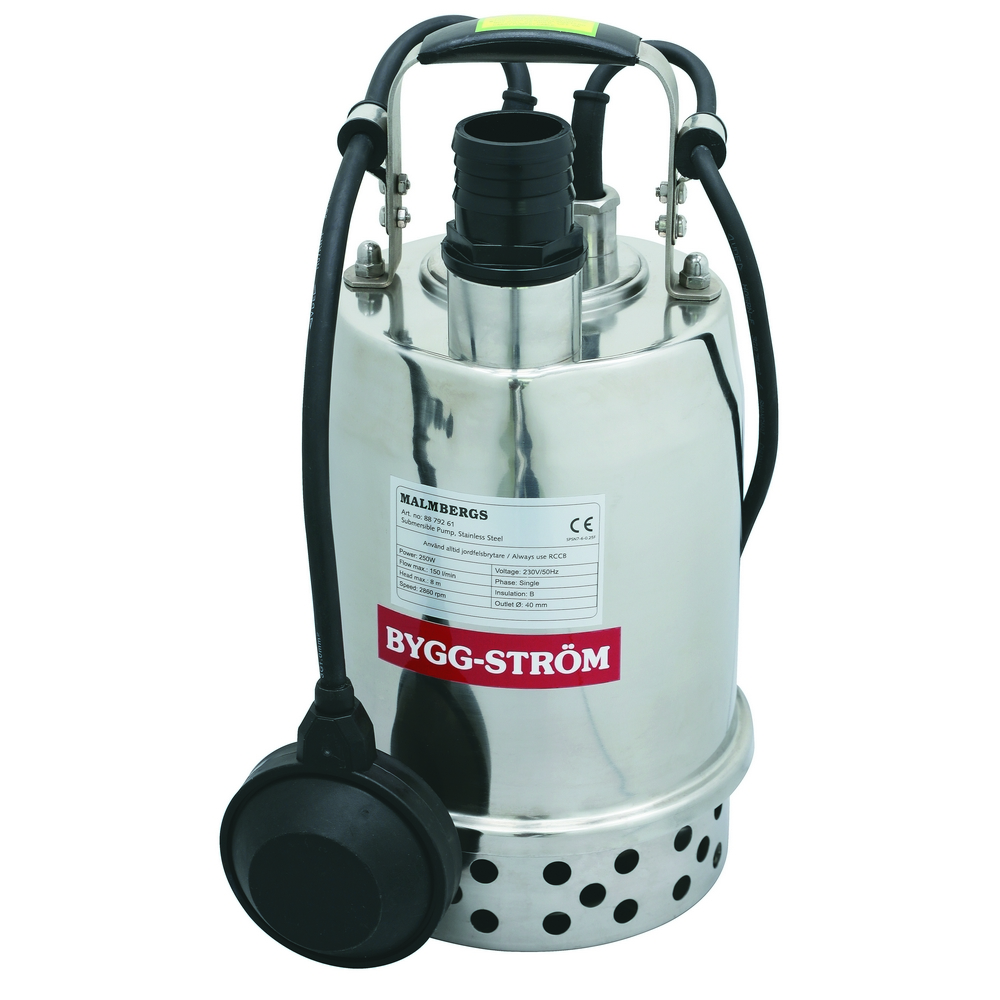 Lensepumpe Byggström Rustfri 150 l/min med Flottør
