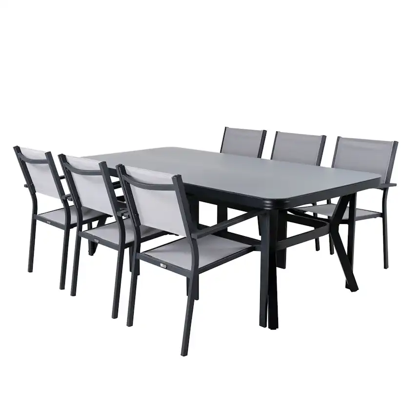 Spisegruppe Venture Home Vyn med 6 Curz Stablebare Spisestoler