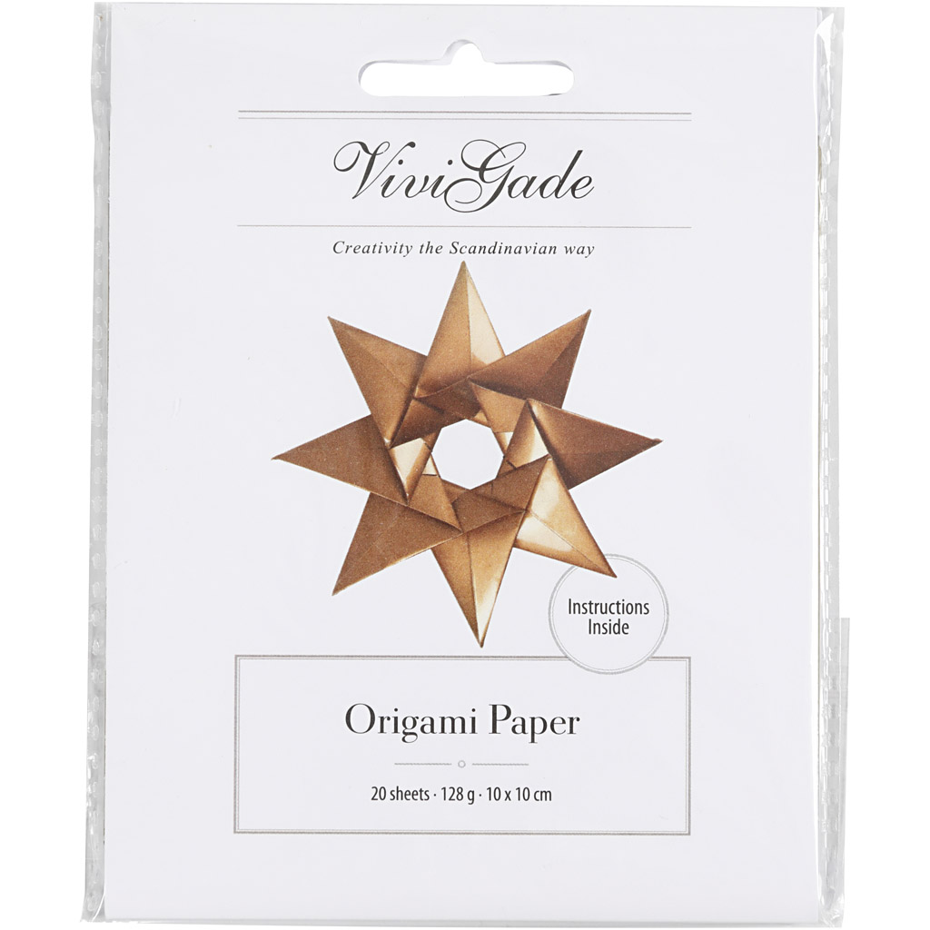 Origamipapir Creativ Company Gull Str 10x10 cm 128 g 20 Ark/1 Pk