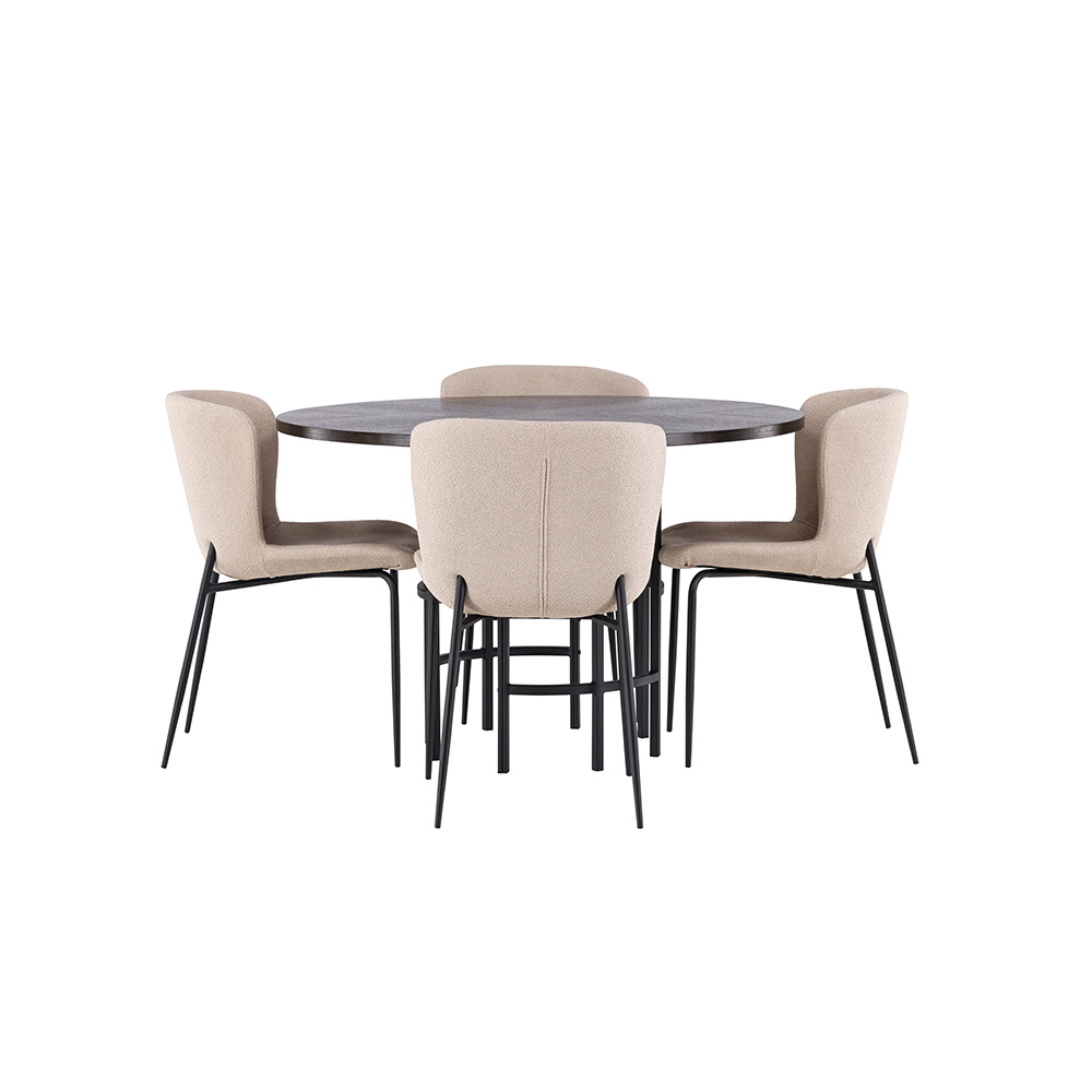 Spisegruppe Venture Home Copenhagen Ø 115 cm med 4 Modesto Stoler