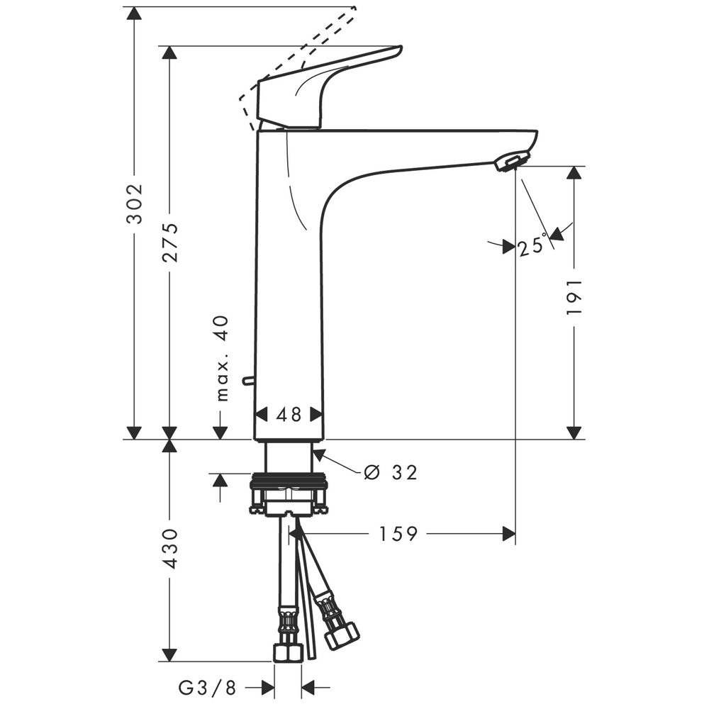 Servantbatteri Hansgrohe Focus 190 Høy