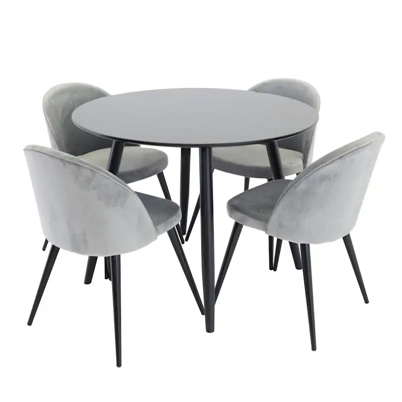 Spisegruppe Venture Home Plaza med 4stk Velvet Stoler