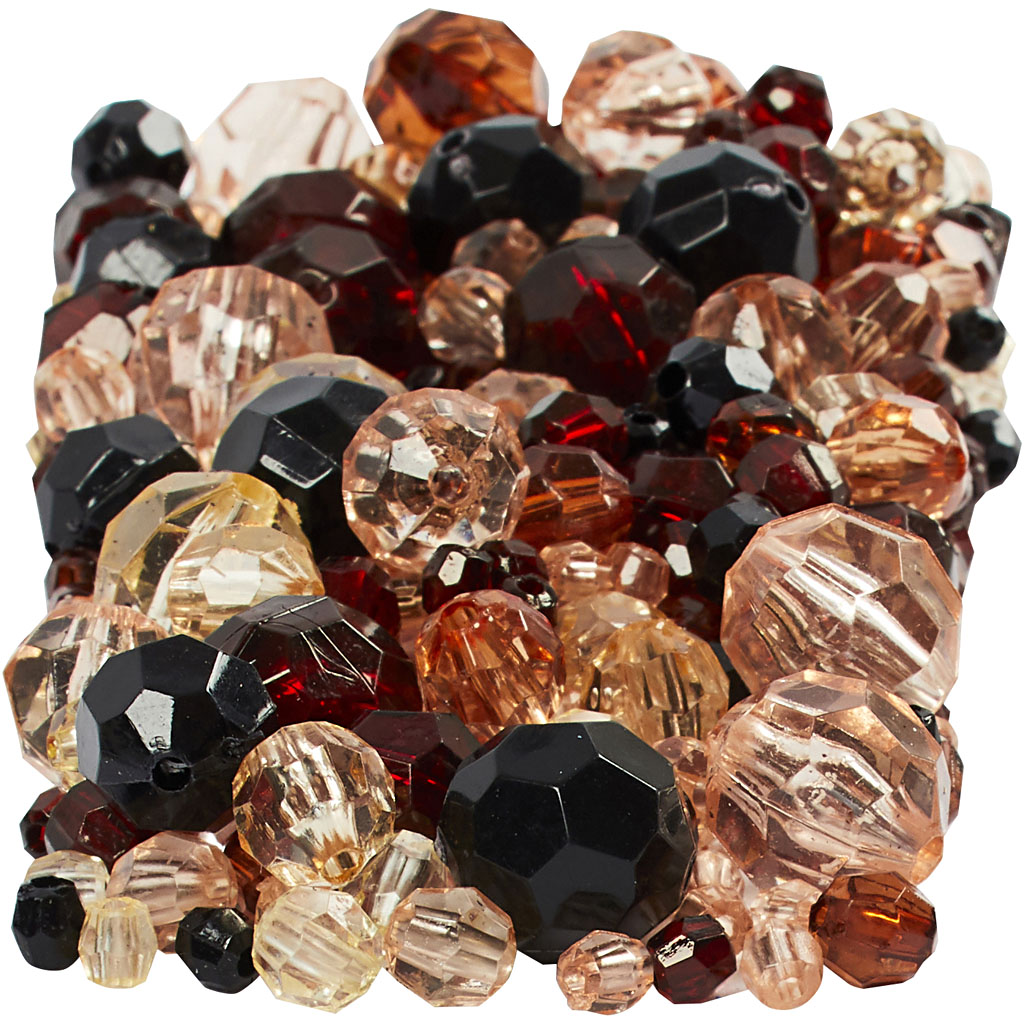 Plastperler Creativ Company Harmoni Facettperlemix Str 4-12 mm Hullstr 1-2,5 mm1 Pk